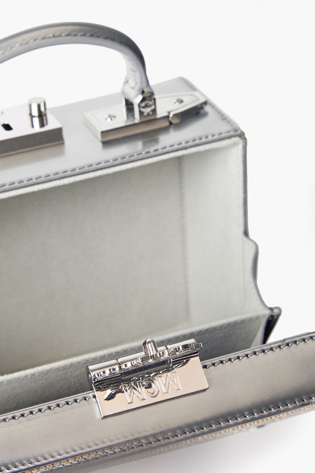 MCM Berlin embellished metallic leather box clutch