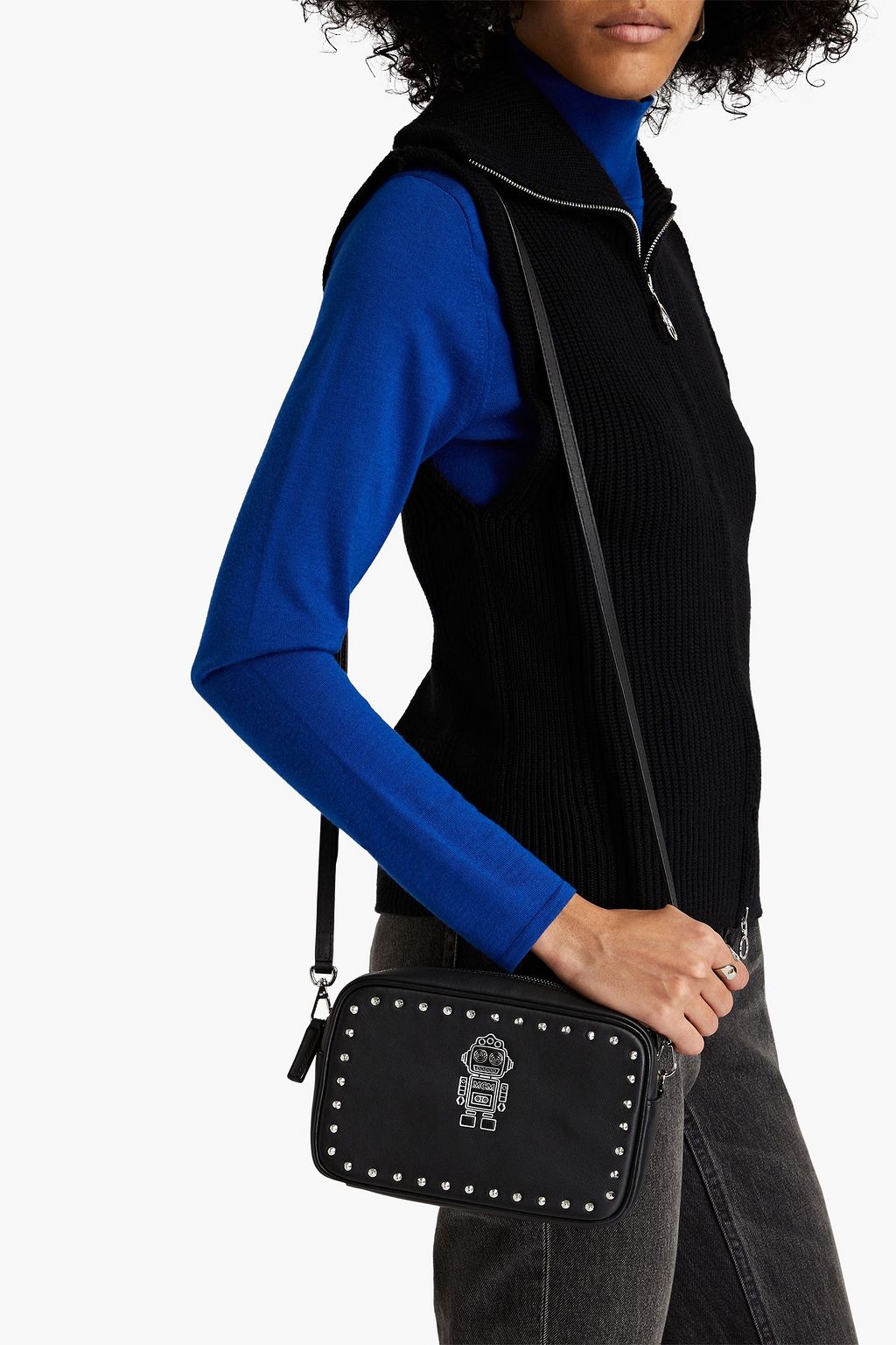 MCM Studded printed leather shoulder bag
