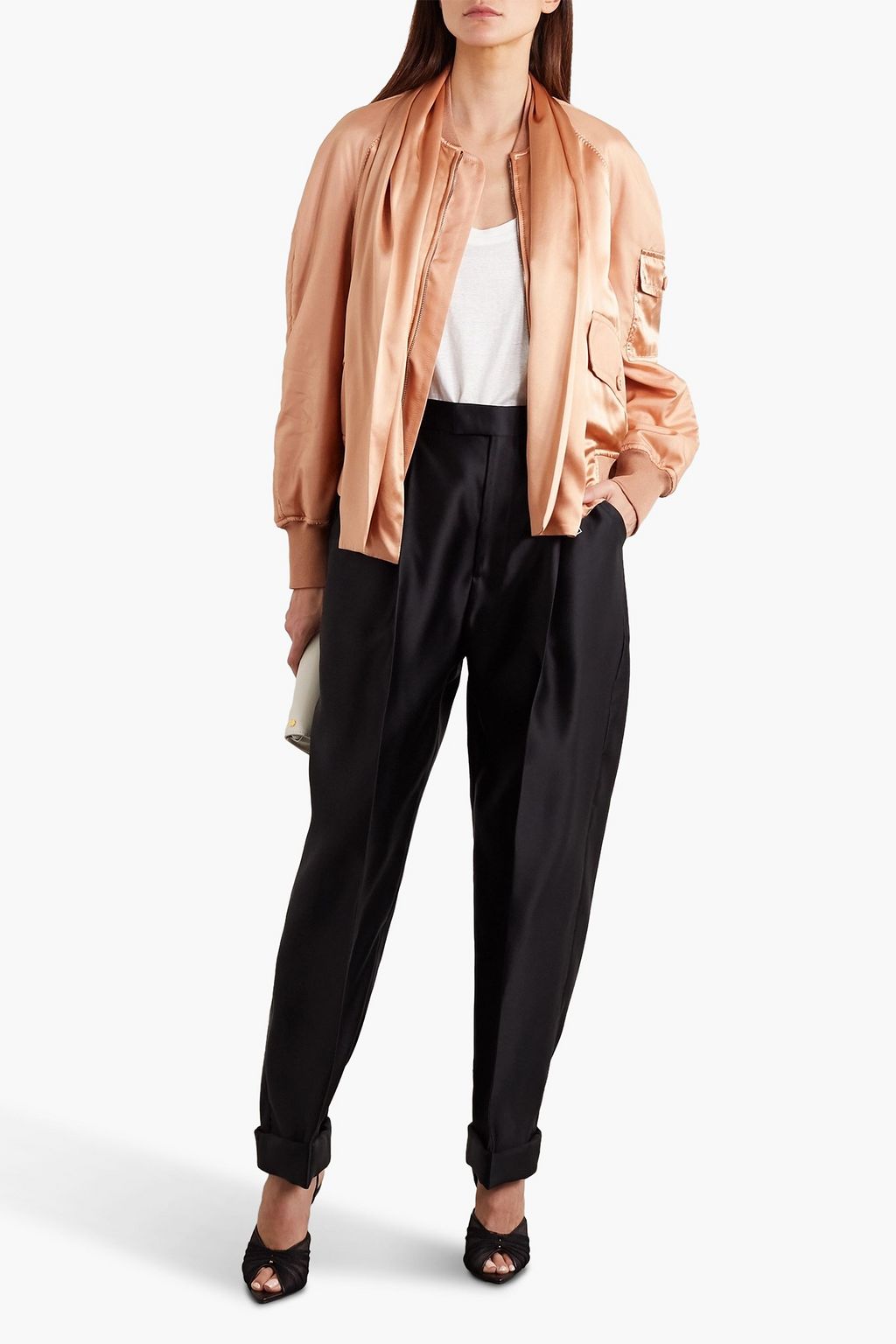 TOM FORD Draped silk-satin bomber jacket