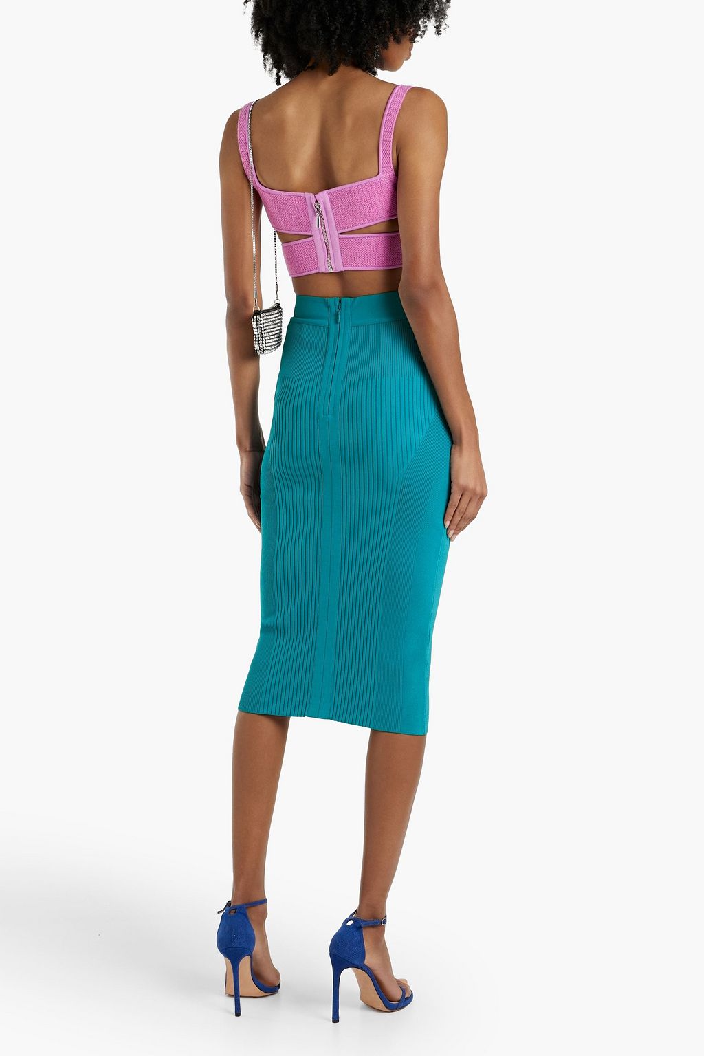 HERVÉ LÉGER Ribbed-knit midi skirt