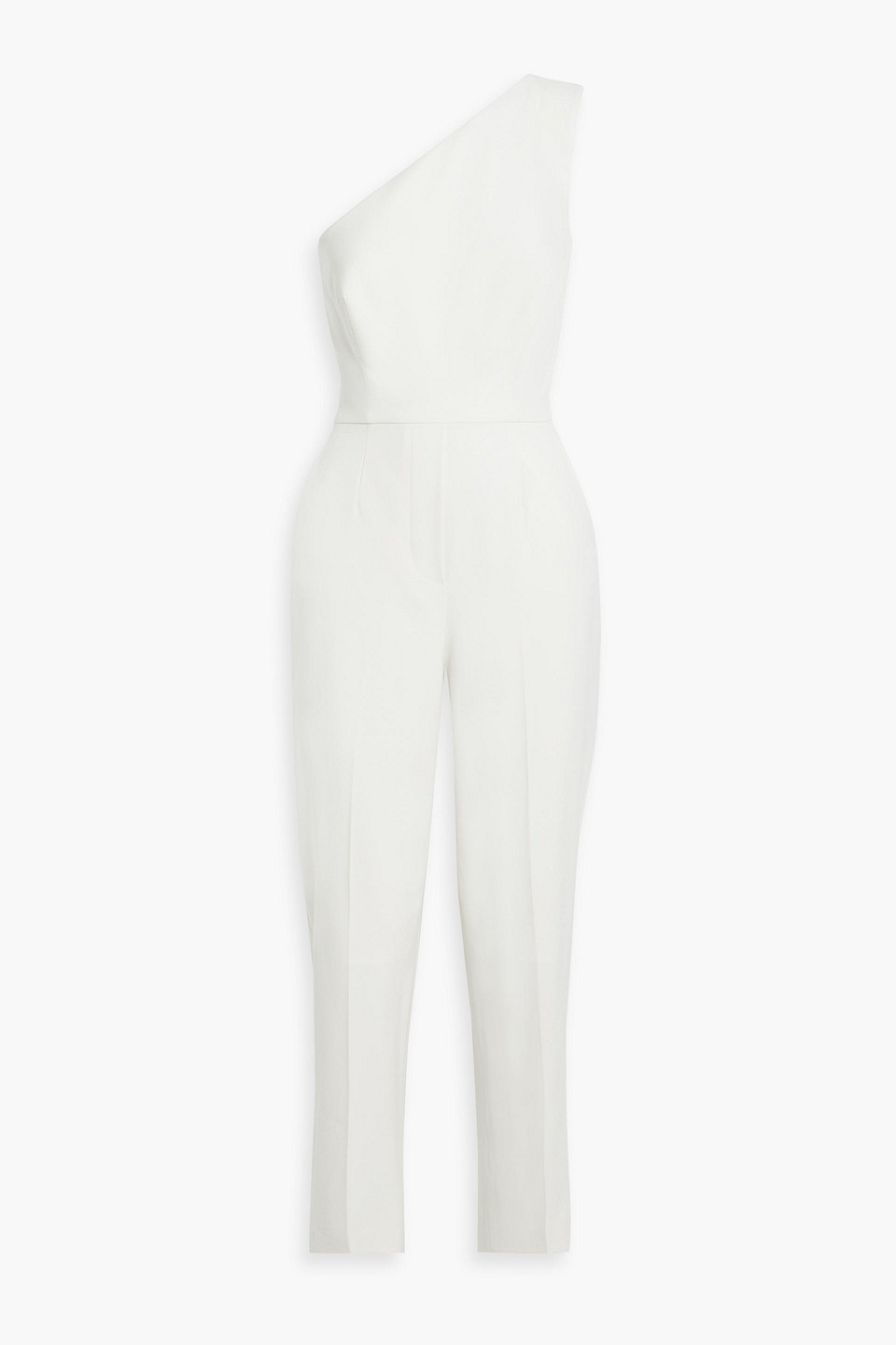 Oscar De La Renta One-shoulder Wool-blend Twill Jumpsuit In Ivory