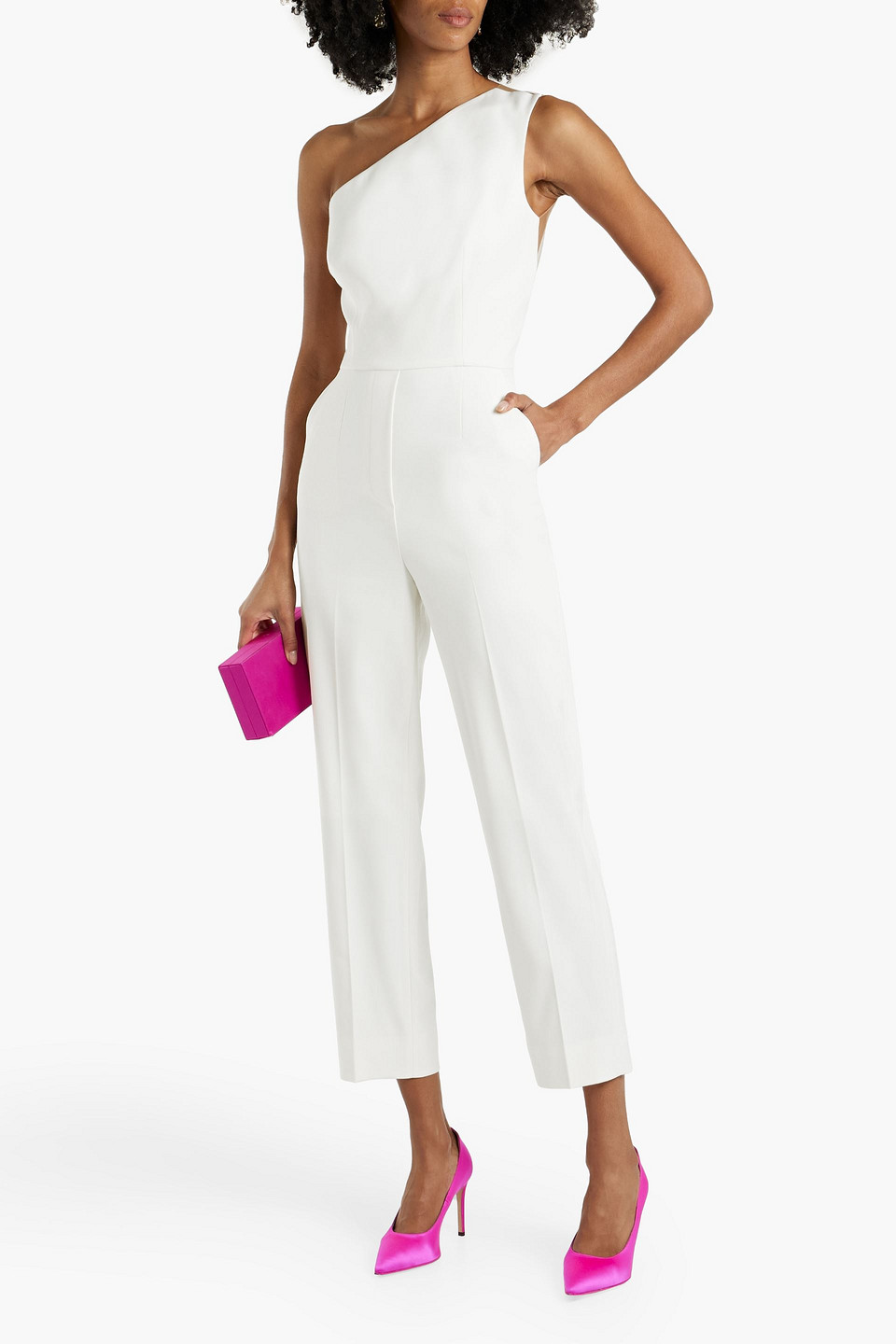  Oscar De La Renta - Jumpsuit Aus Twill Aus Einer Wollmischung Mit Asymmetrischer Schulterpartie - Weiß - Us 10 