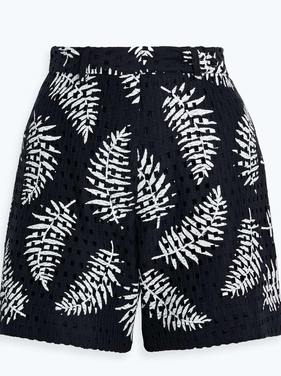 printed cotton-macramé shorts