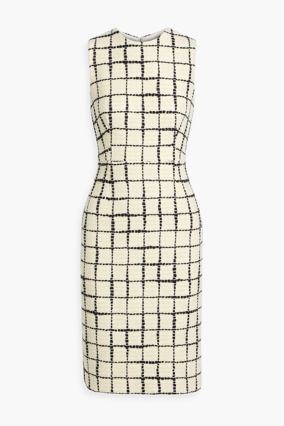 Oscar De La Renta Checked Wool-blend Bouclé-tweed Dress In Cream