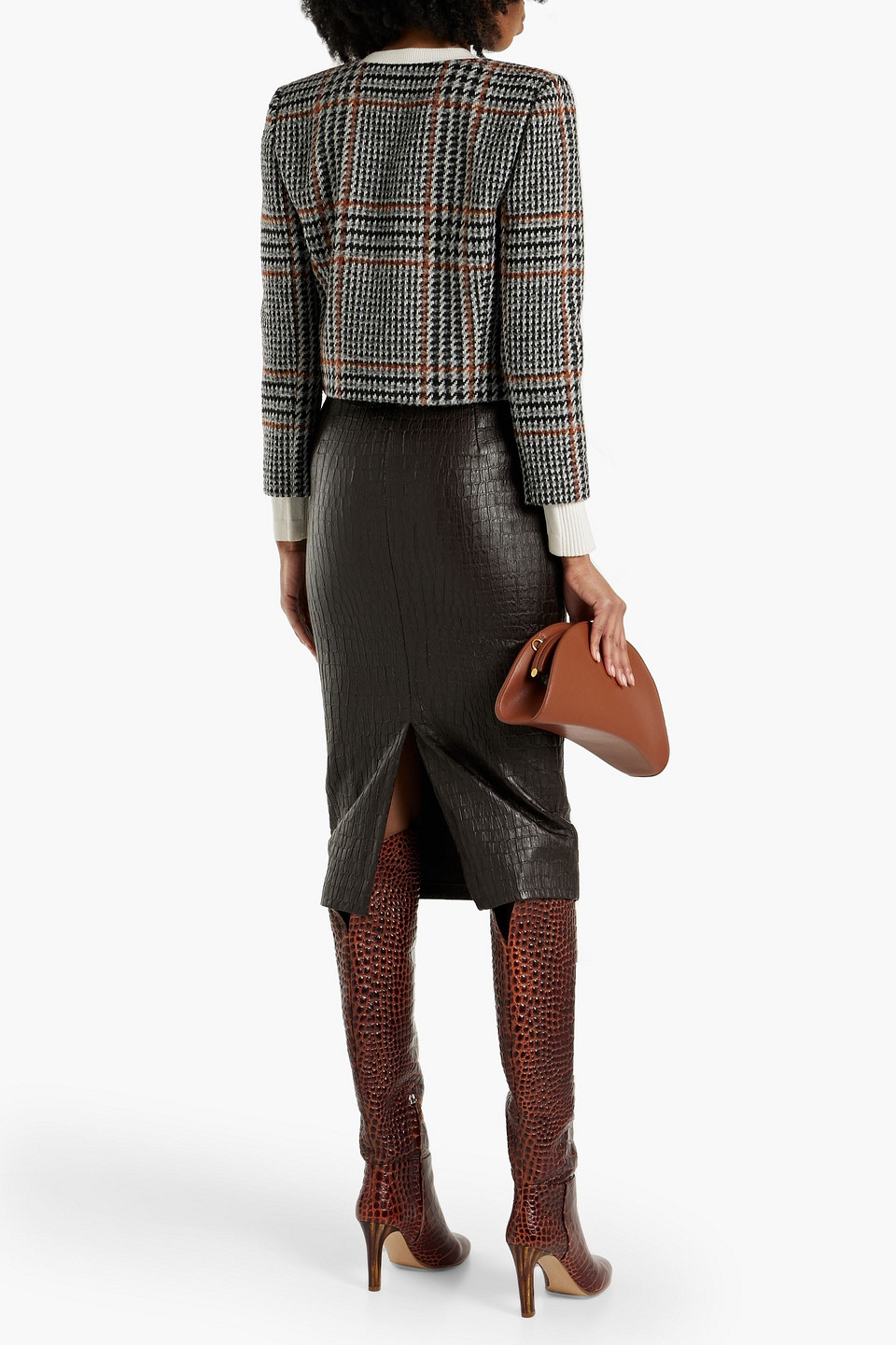 OSCAR DE LA RENTA HERRINGBONE WOOL-BLEND TWEED JACKET 3074457345634608635