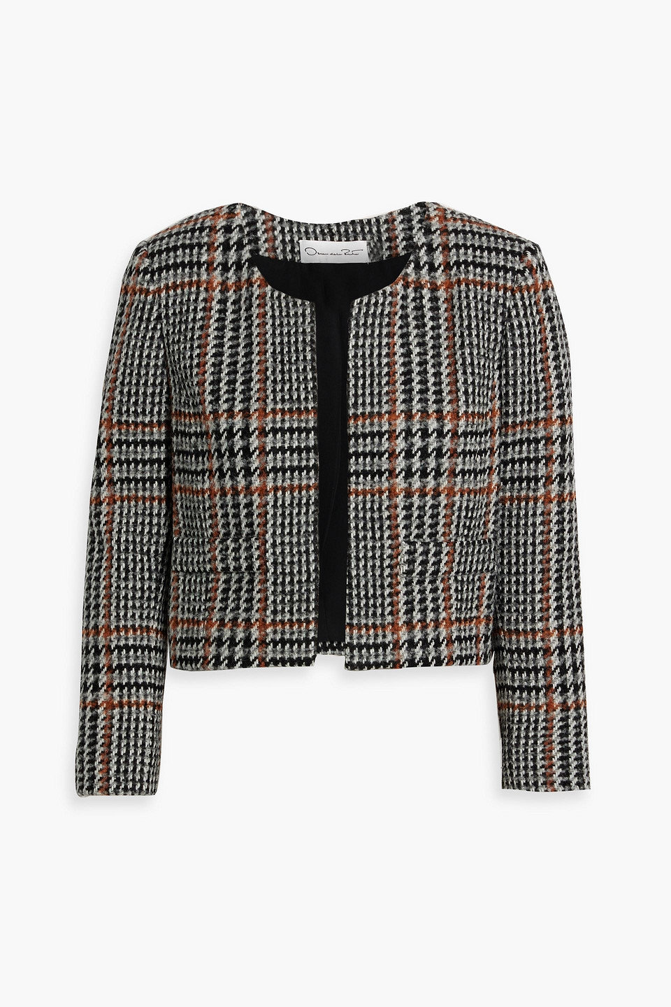 OSCAR DE LA RENTA HERRINGBONE WOOL-BLEND TWEED JACKET,3074457345634608635