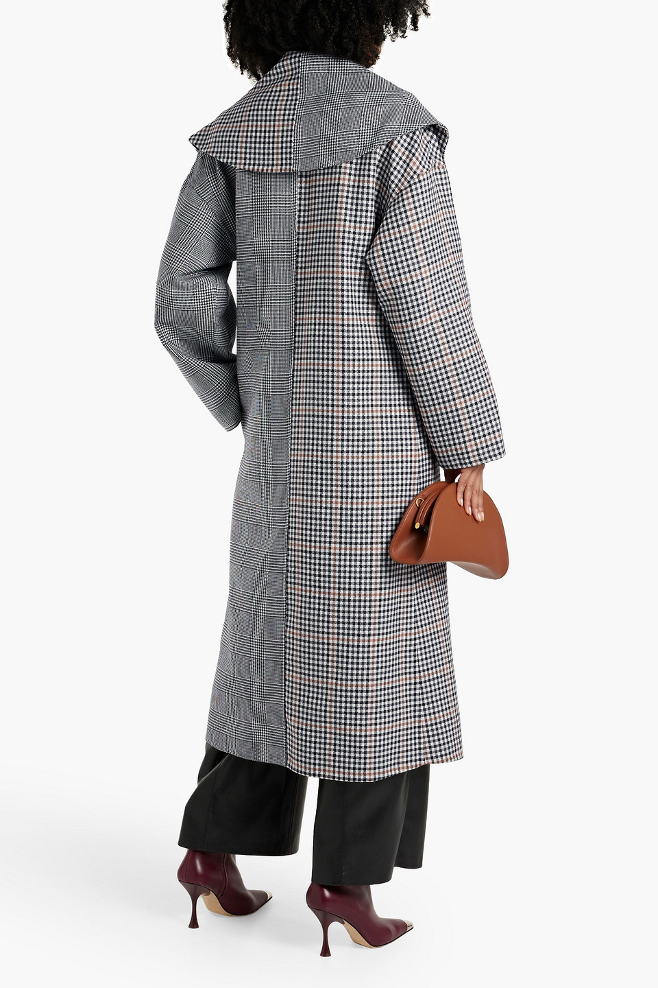 Shop Oscar De La Renta Checked Wool Coat In Black