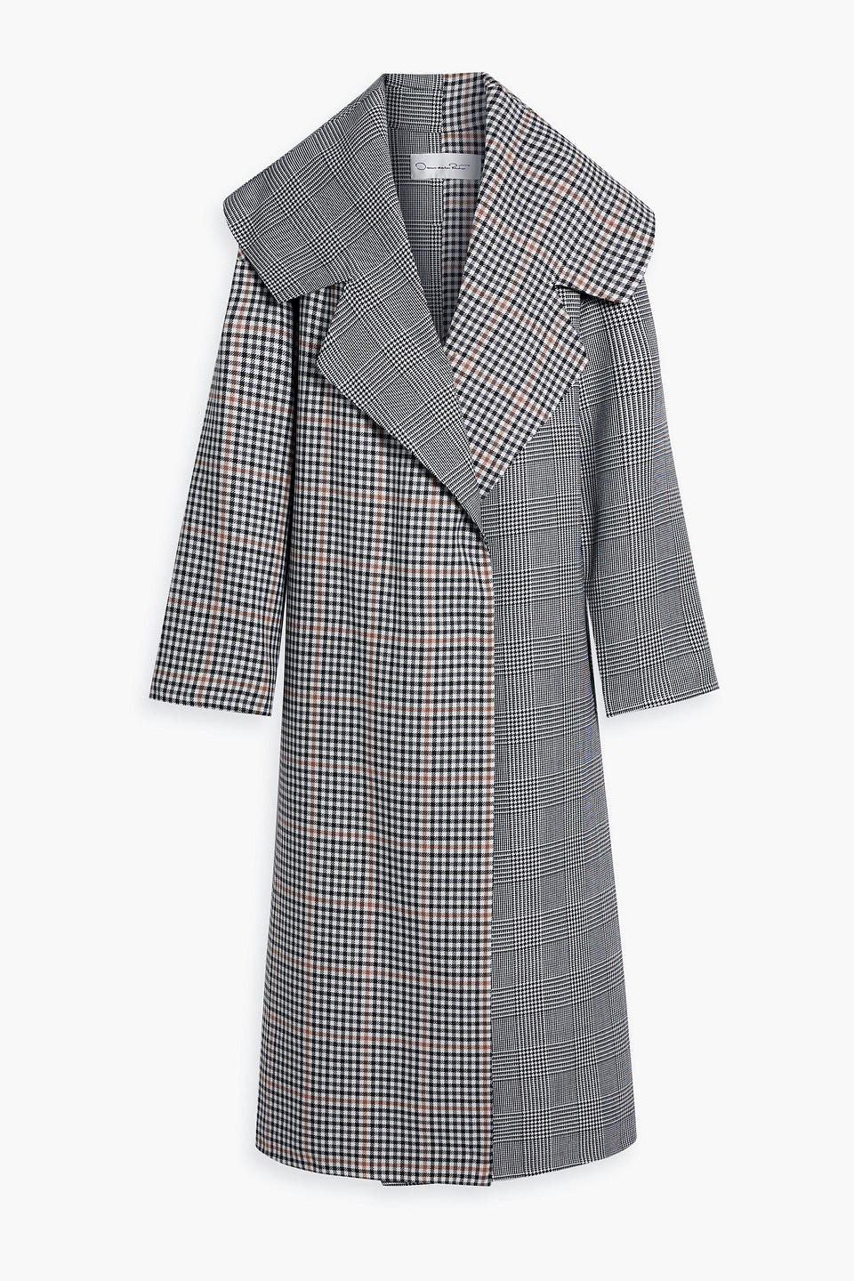 Shop Oscar De La Renta Checked Wool Coat In Black