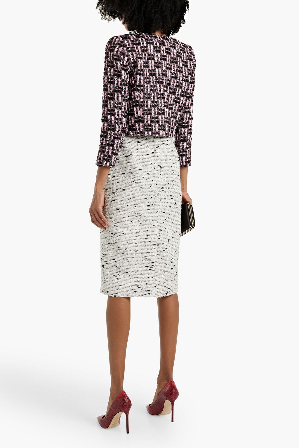 OSCAR DE LA RENTA Cropped glittered tweed jacket