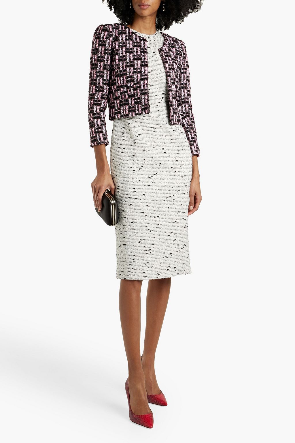 OSCAR DE LA RENTA Cropped glittered tweed jacket