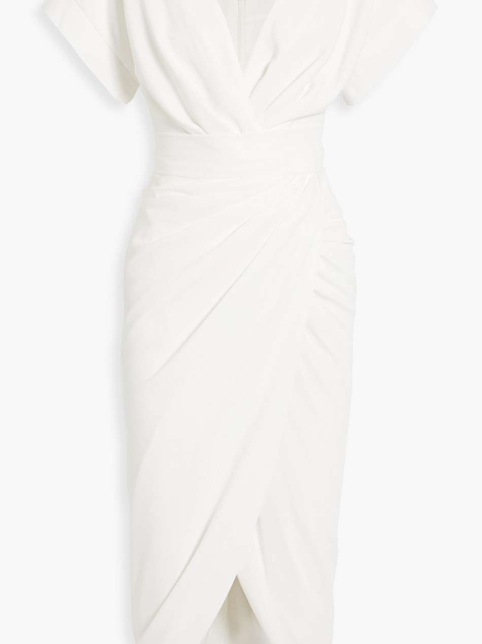belted draped crepe dress