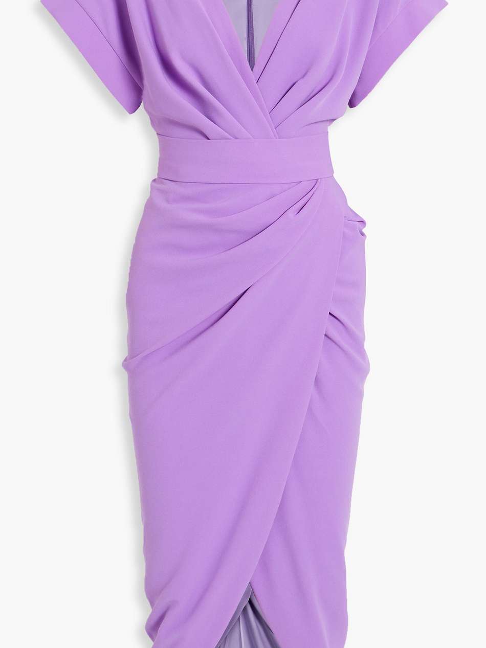 belted draped crepe dress