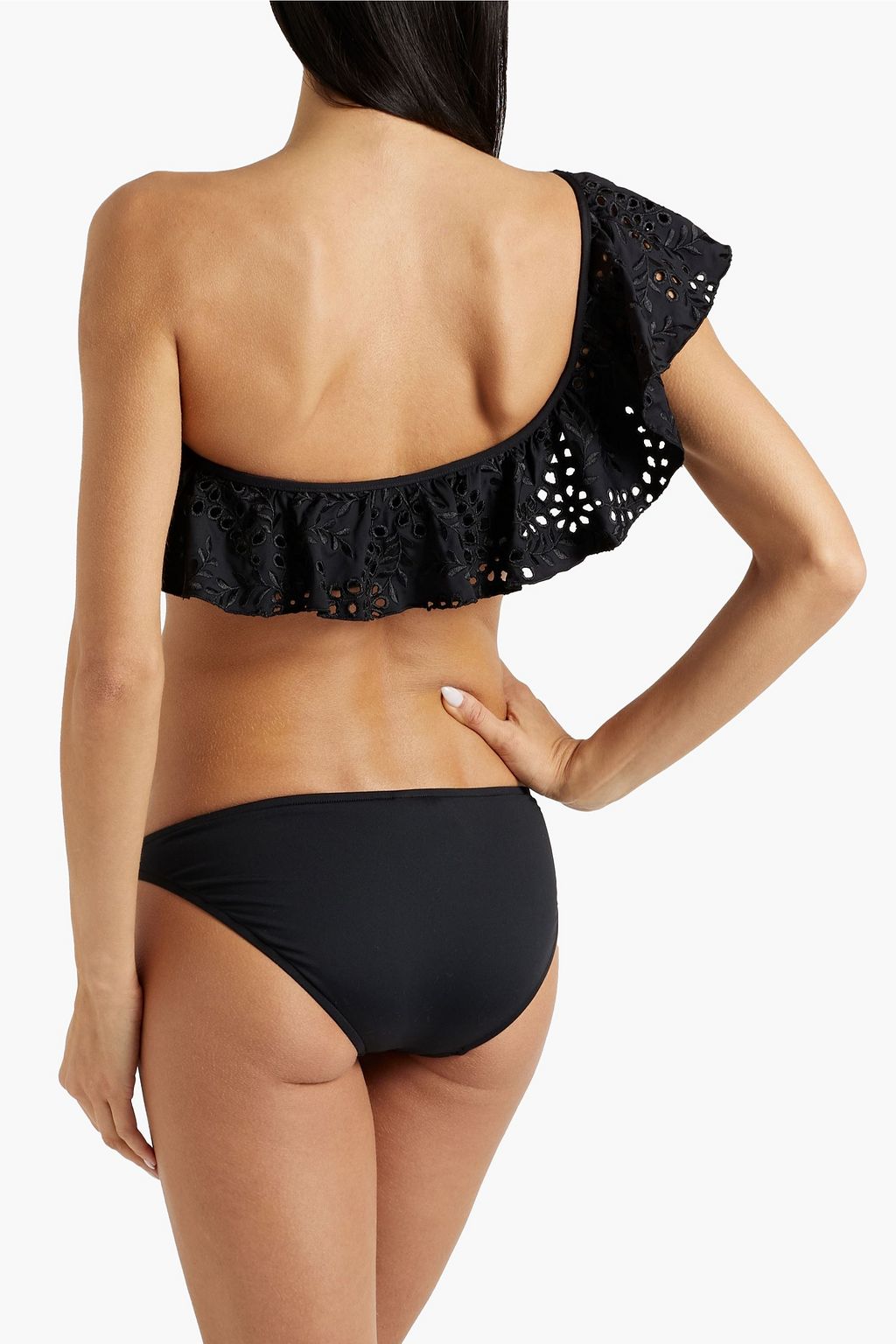 SEAFOLLY توب بكيني «بيلا» بكتف واحد وبتطريز إنجليزي بتصميم مكشكش