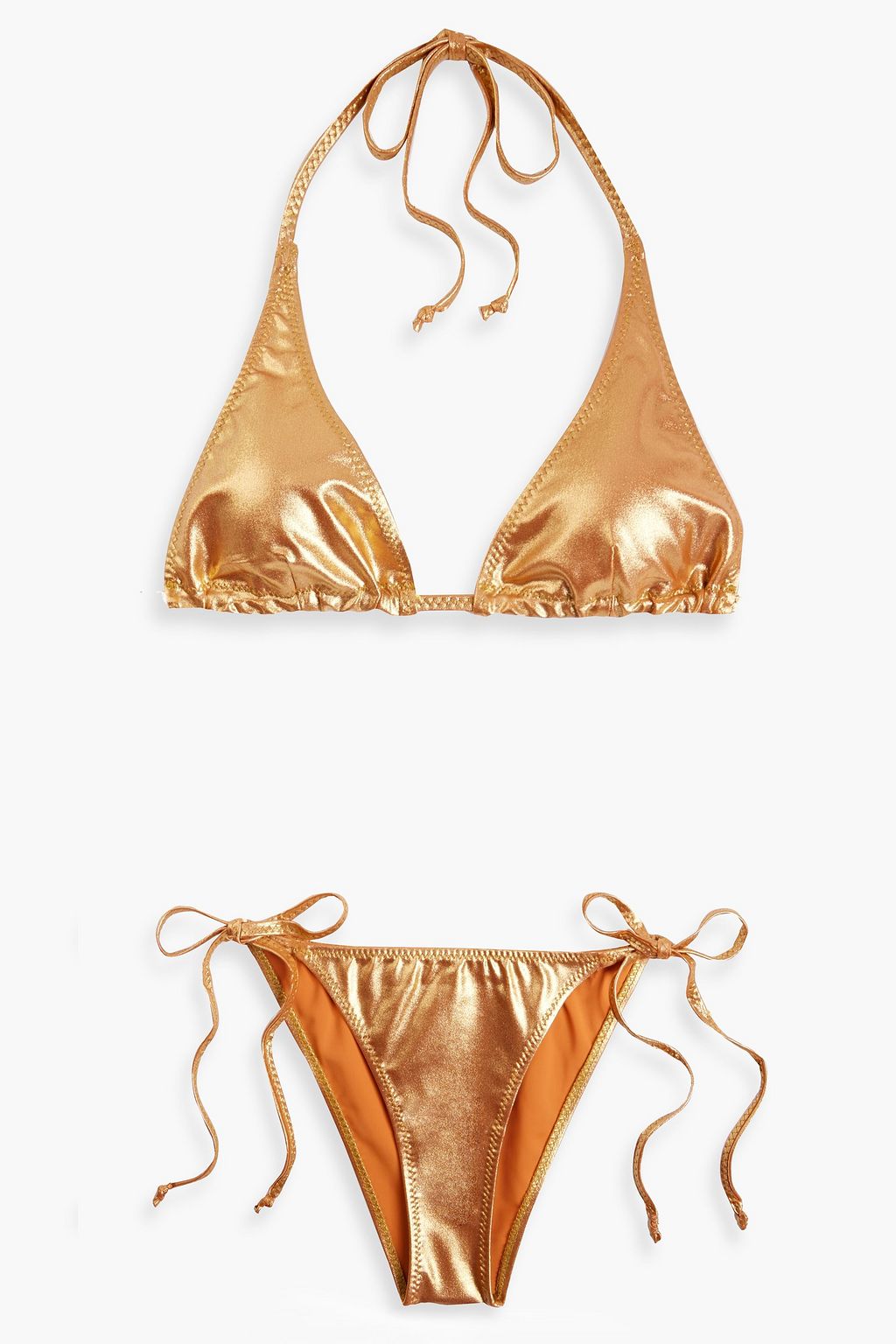 LISA MARIE FERNANDEZ Metallic triangle bikini | THE OUTNET