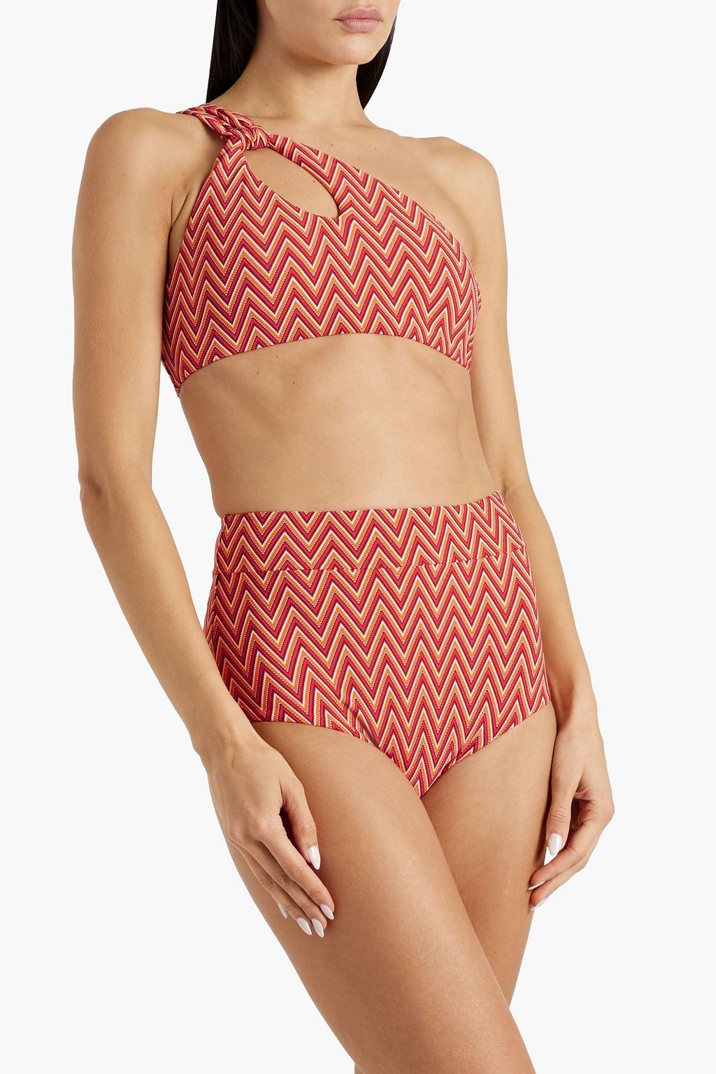SEAFOLLY Cleo one-shoulder cutout jacquard bikini top