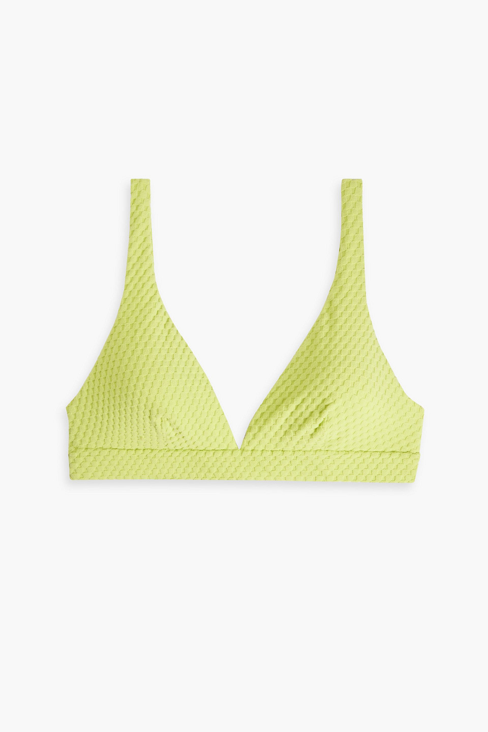 Stretch-jacquard triangle bikini top