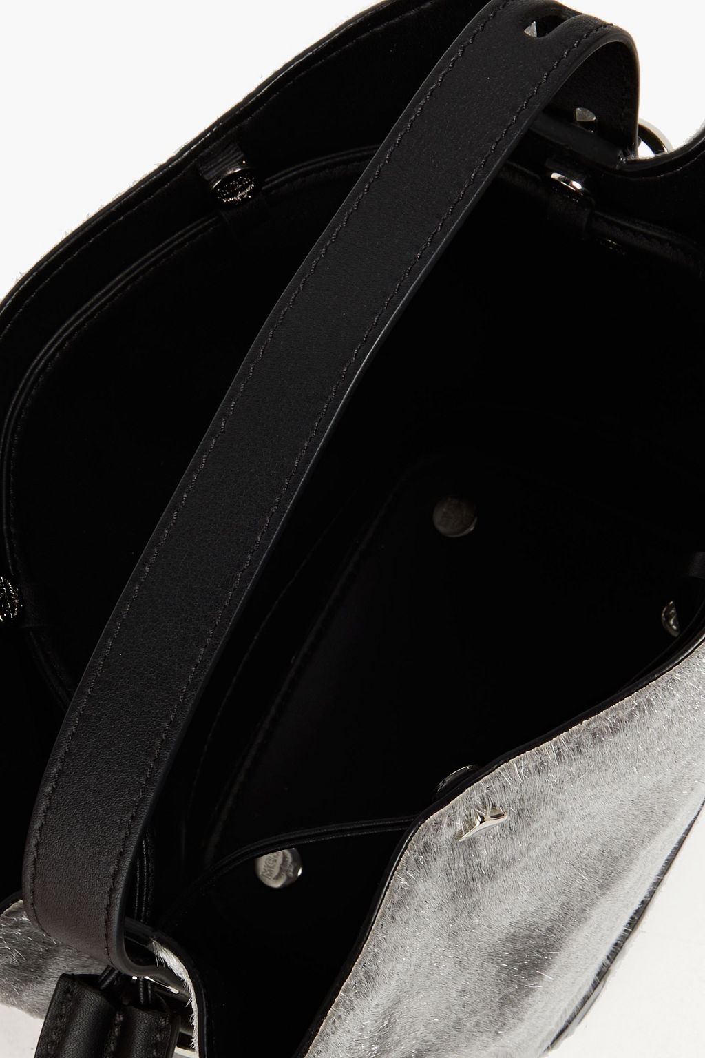 MCM Studded metallic calf hair bucket bag
