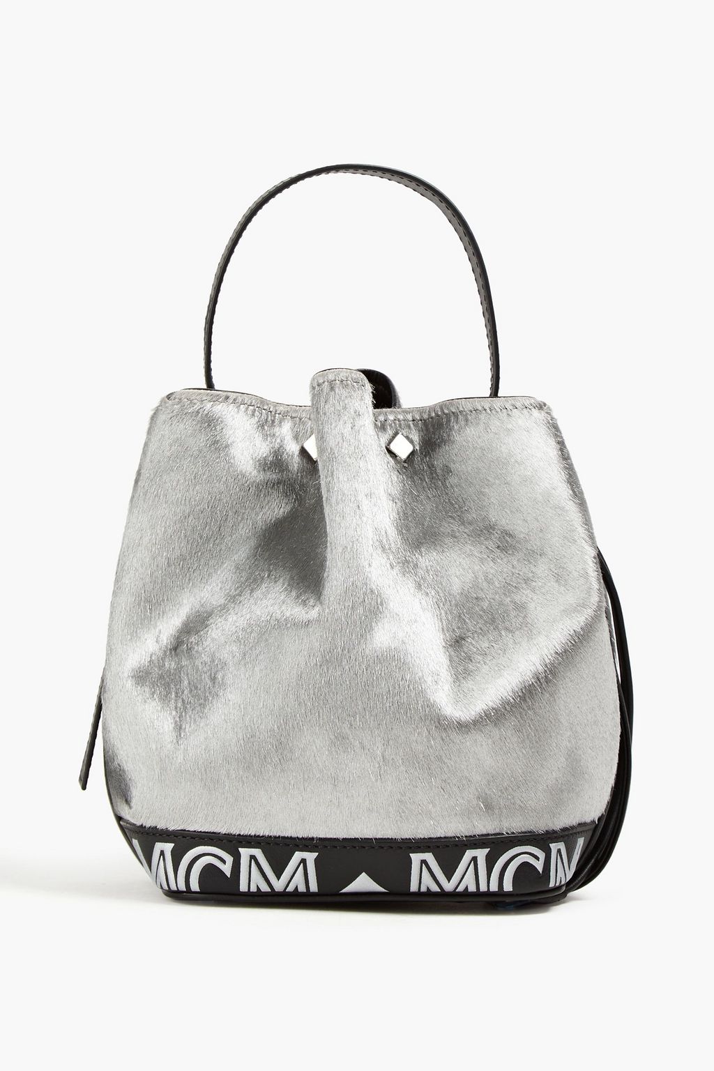 MCM Studded metallic calf hair bucket bag