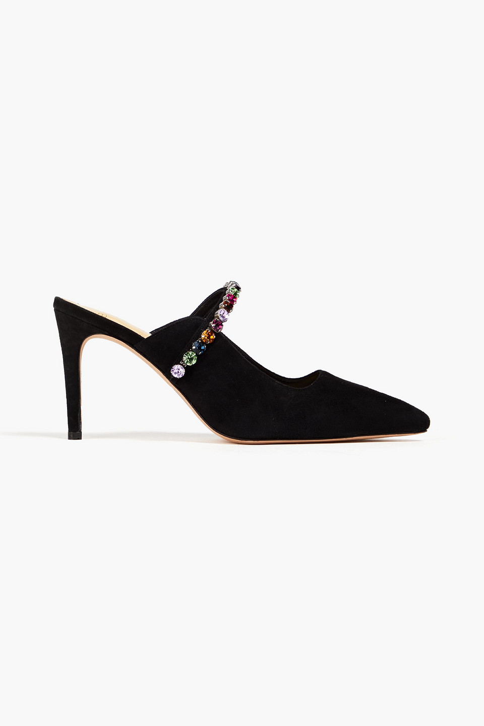 Alexandre Birman Fiorella 85 Crystal-embellished Suede Mules In Black