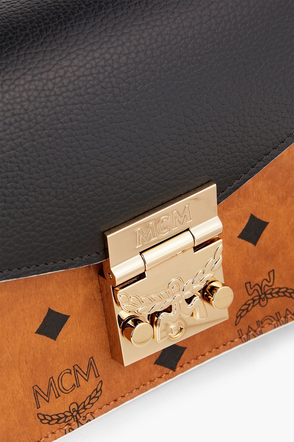 MCM Color-block smooth and pebbled-leather shoulder bag