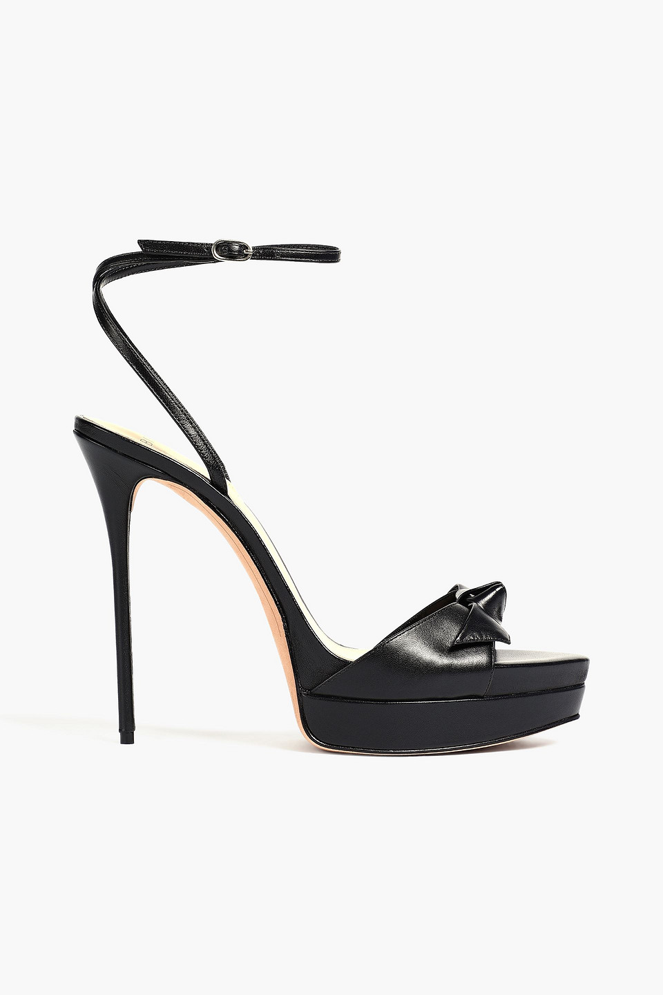 Alexandre Birman Clarita 130 Knotted Leather Platform Sandals In Black