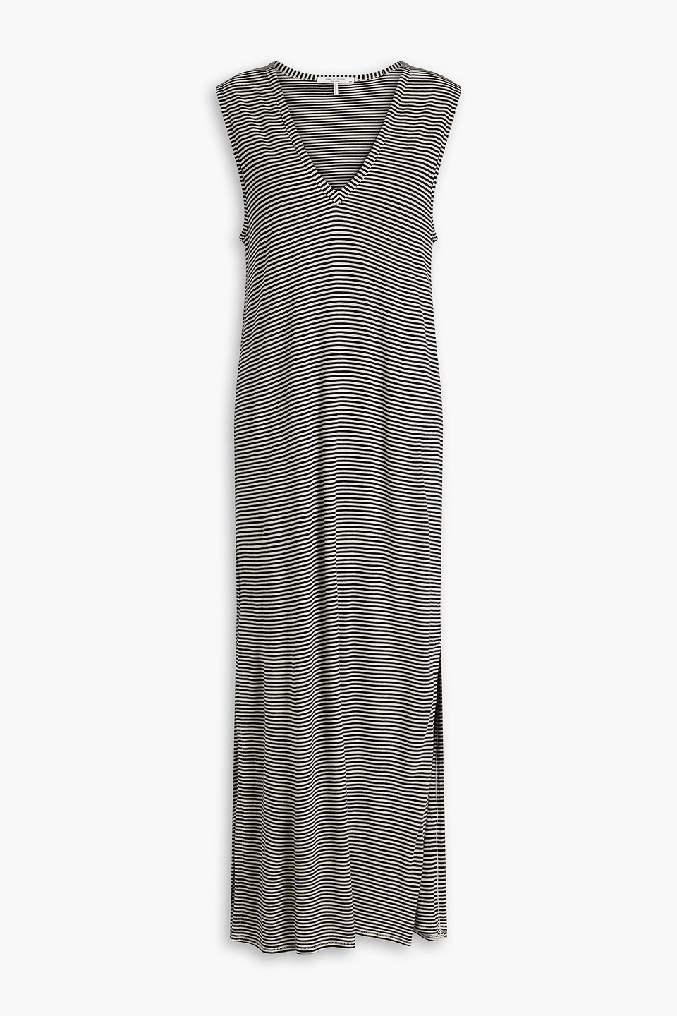 Rag & Bone Michal Knit Striped Midi Muscle Dress In Navy