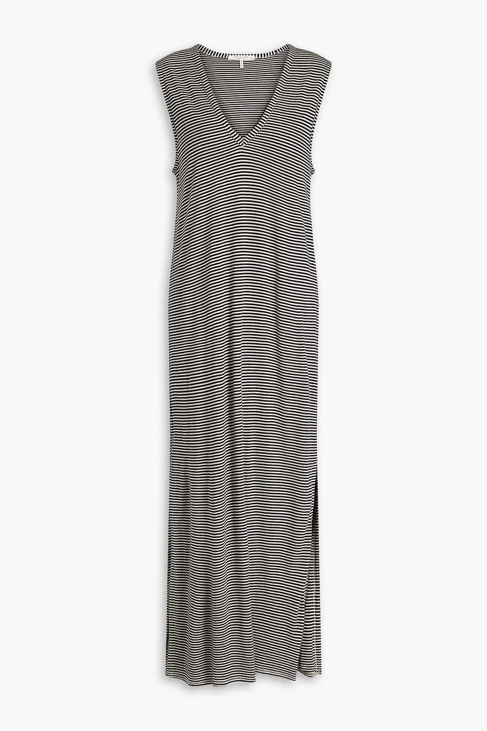 Shop Rag & Bone Michal Striped Slub Jersey Midi Dress In Navy