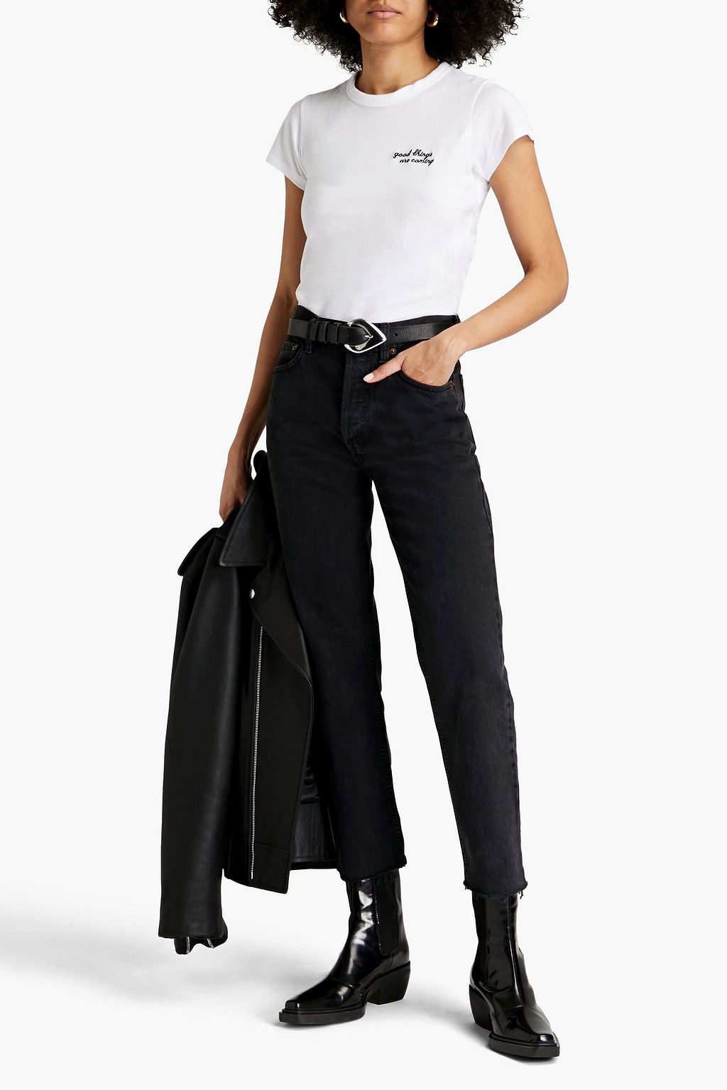 RAG & BONE Embroidered organic cotton-jersey T-shirt
