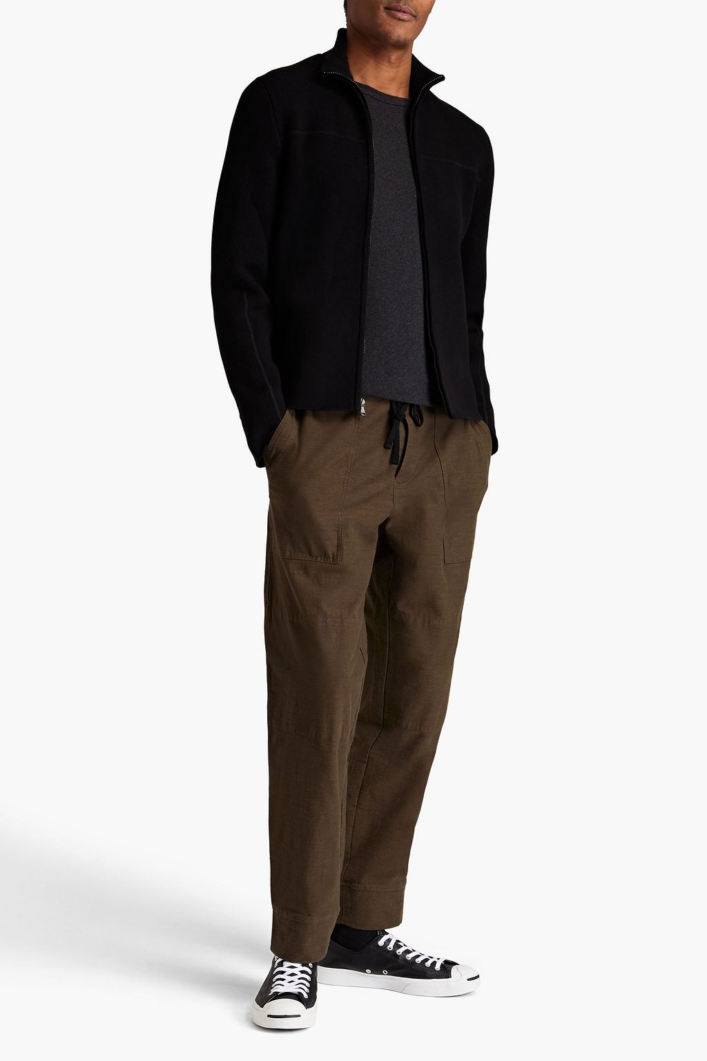 JAMES PERSE Ribbed-knit zip-up sweater