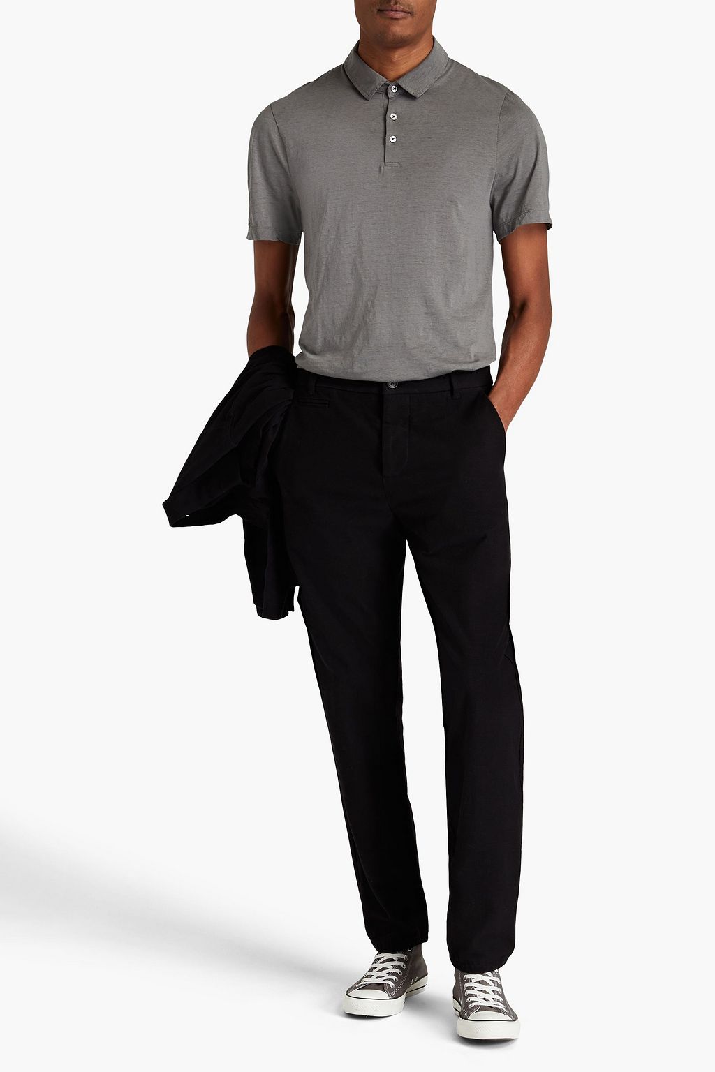 JAMES PERSE Slim-fit mélange slub cotton-blend jersey pants
