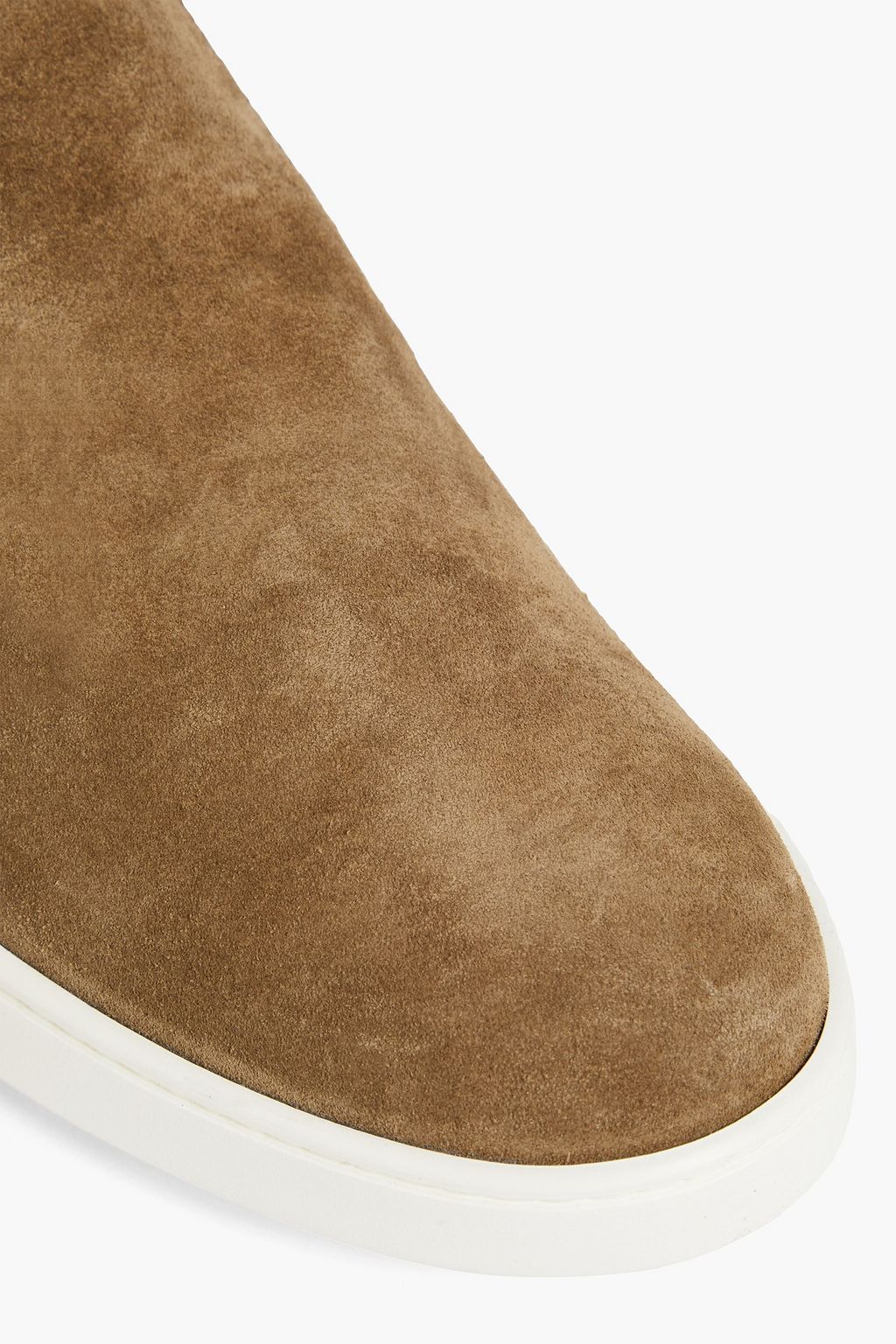 TOD'S Suede and pebbled-leather slip-on sneakers