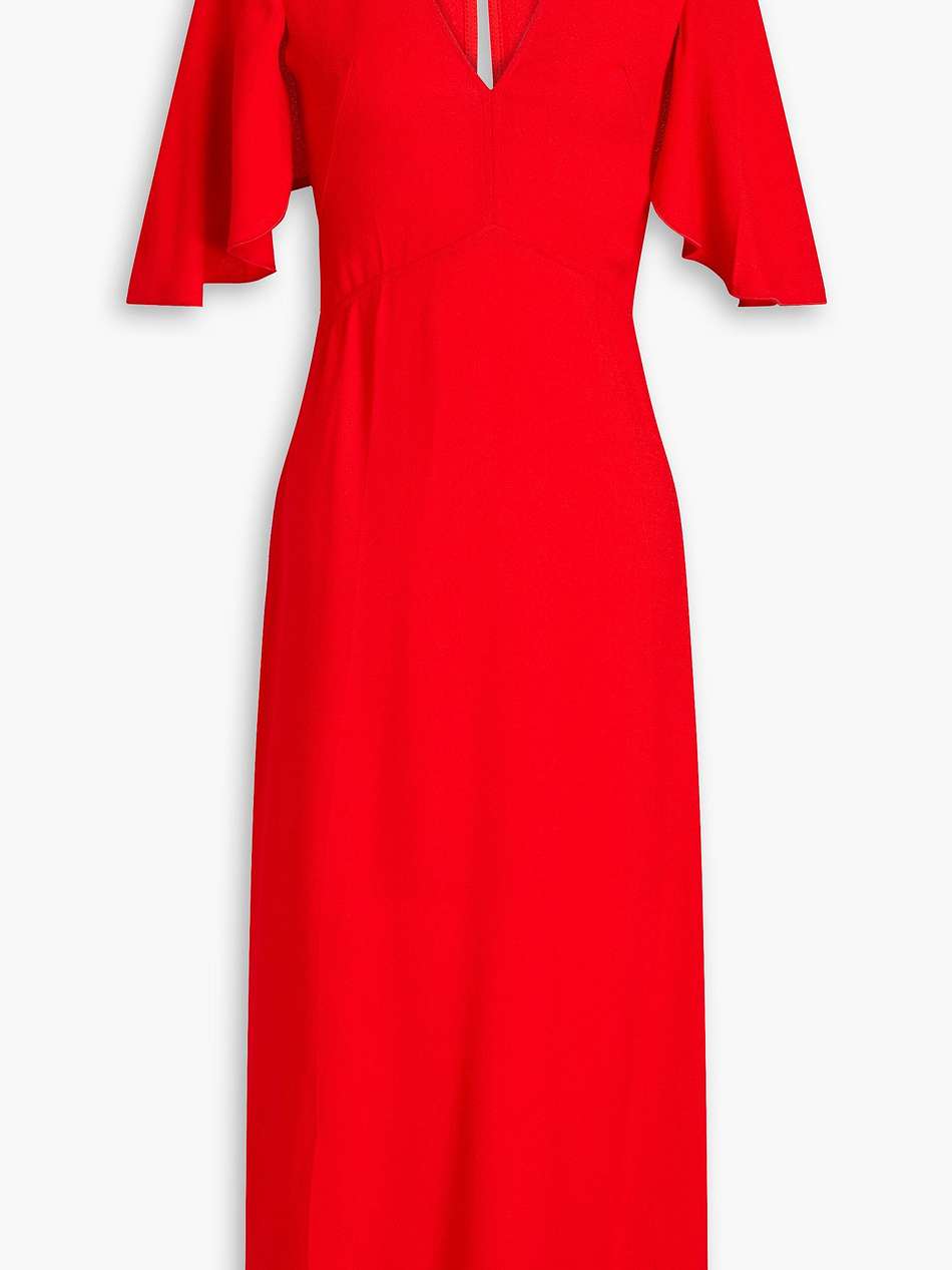 cold-shoulder crepe midi dress