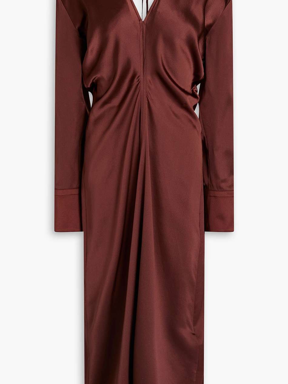 ruched silk-satin midi dress