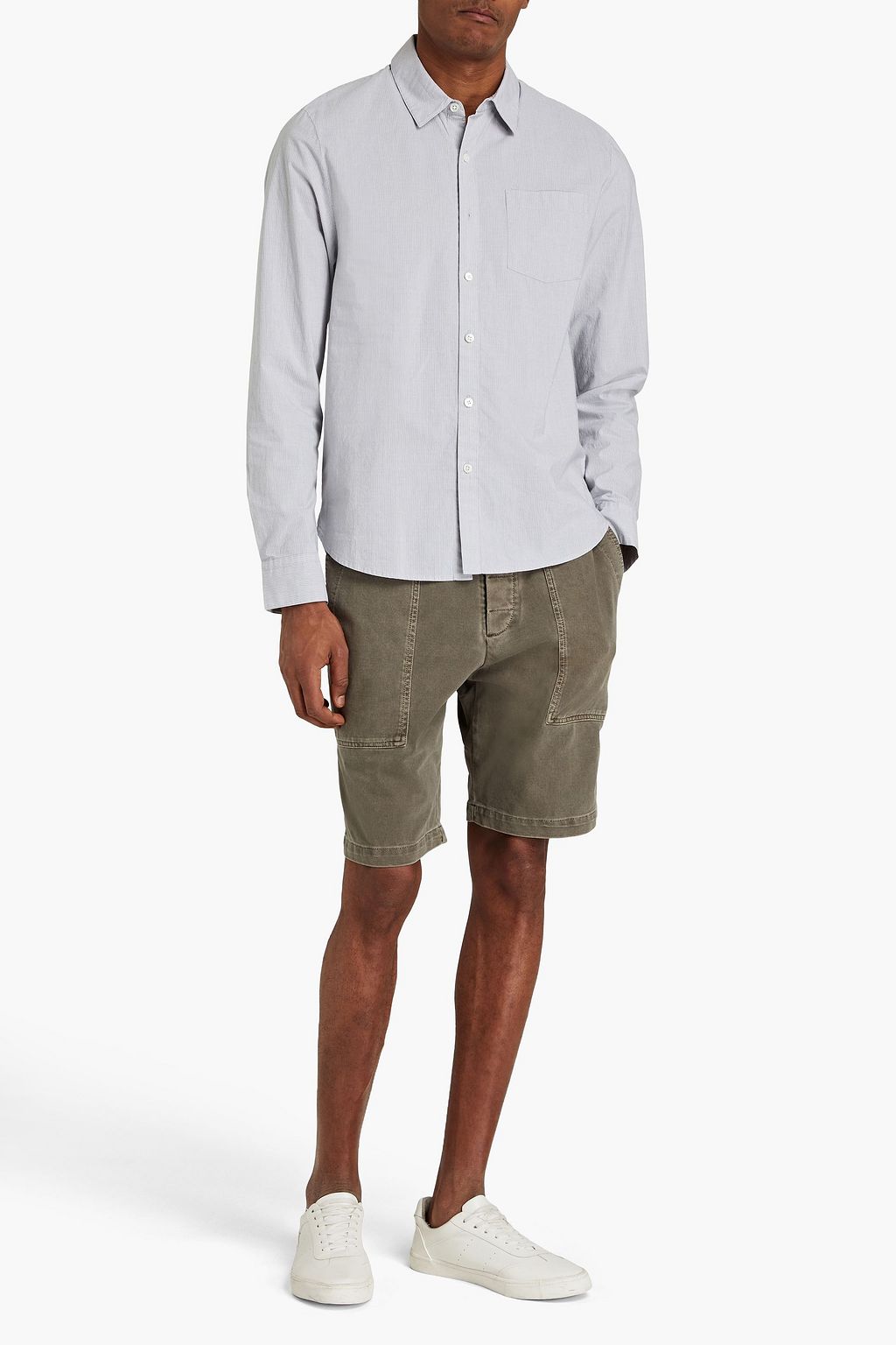 JAMES PERSE Poplin-trimmed cotton-jersey shorts