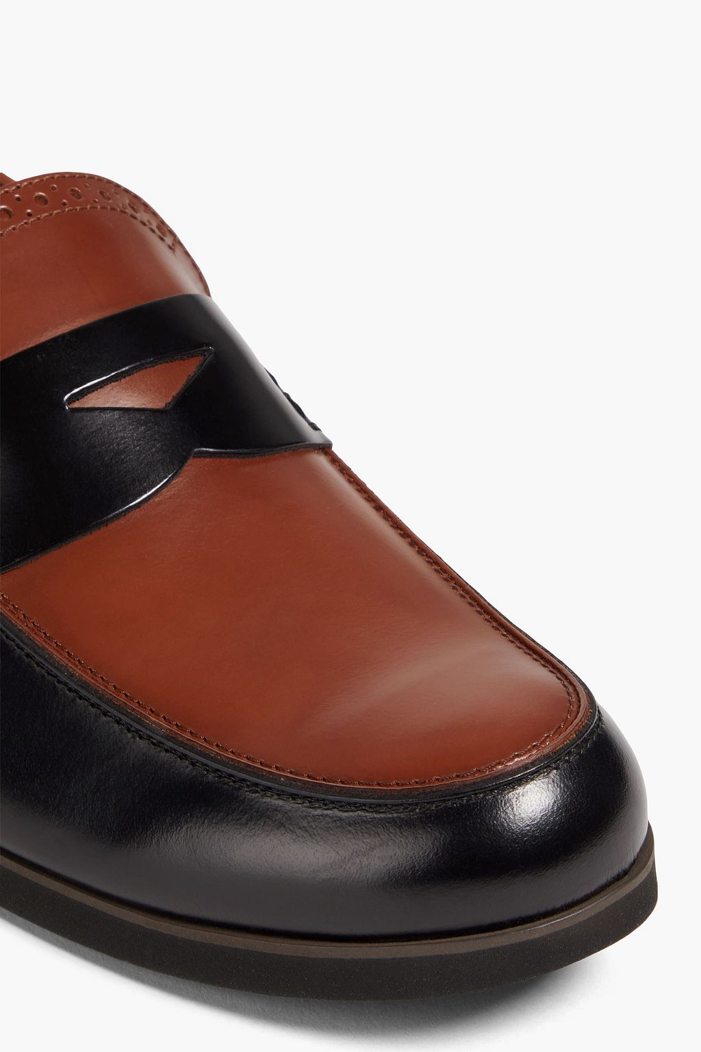 TOD'S Two-tone glossed-leather penny loafers