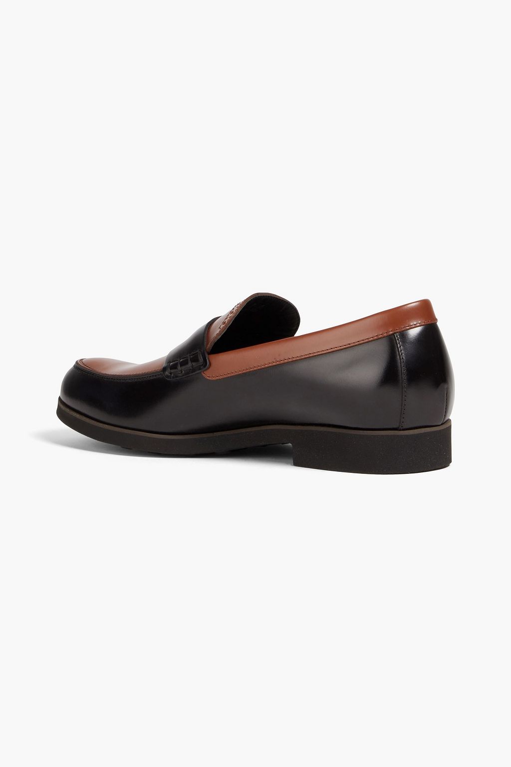 TOD'S Two-tone glossed-leather penny loafers