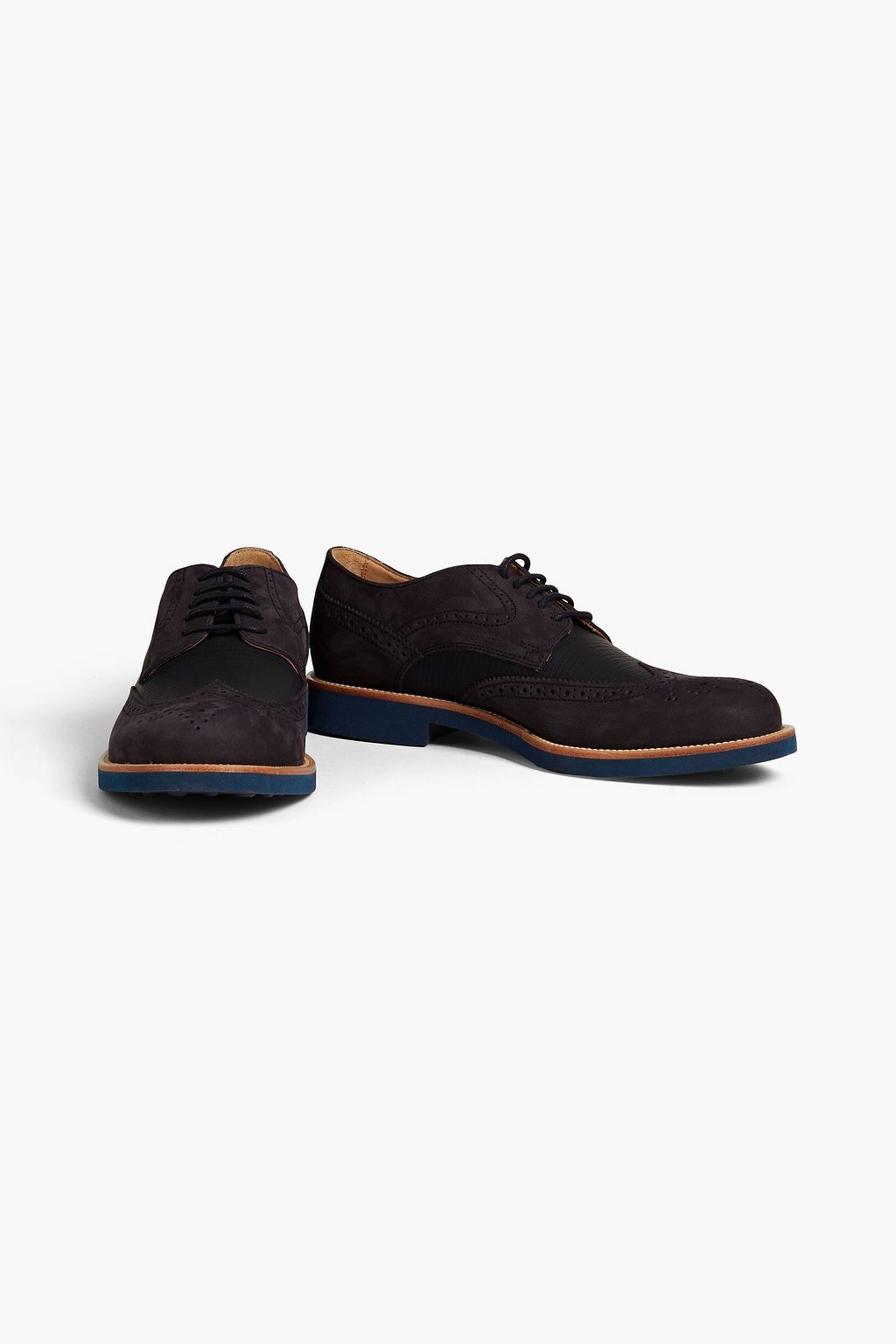 TOD'S Perforated two-tone nubuck Oxford brogues