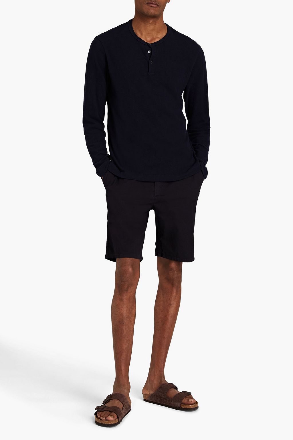 JAMES PERSE Cotton-blend jersey Henley T-shirt