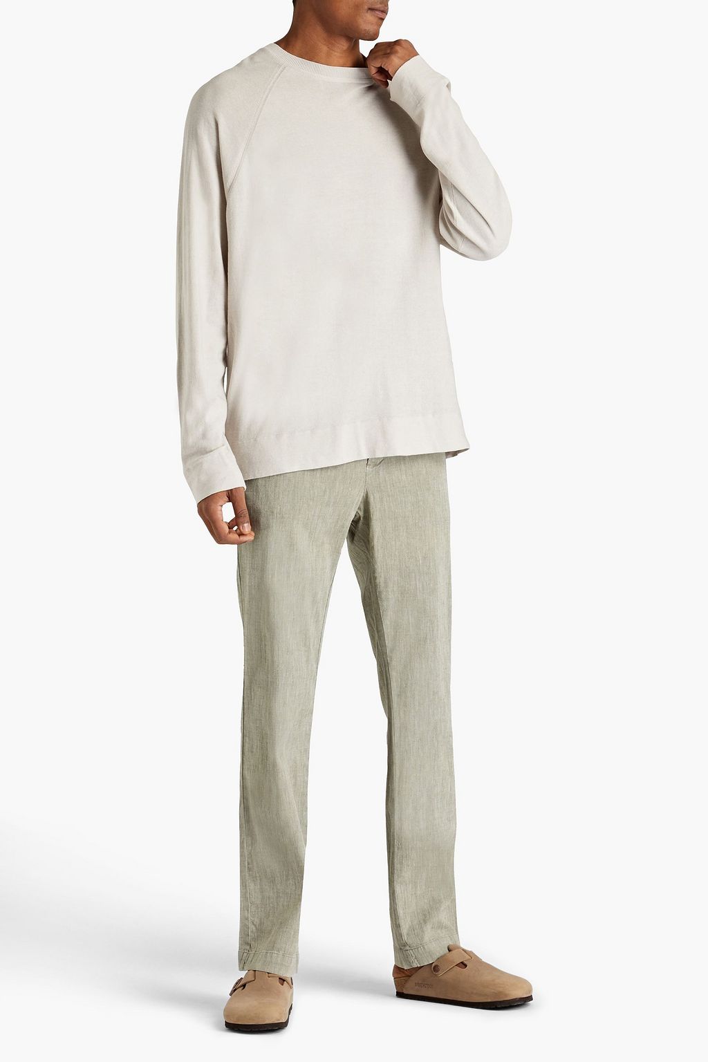 JAMES PERSE Slub cotton and linen-blend canvas drawstring pants