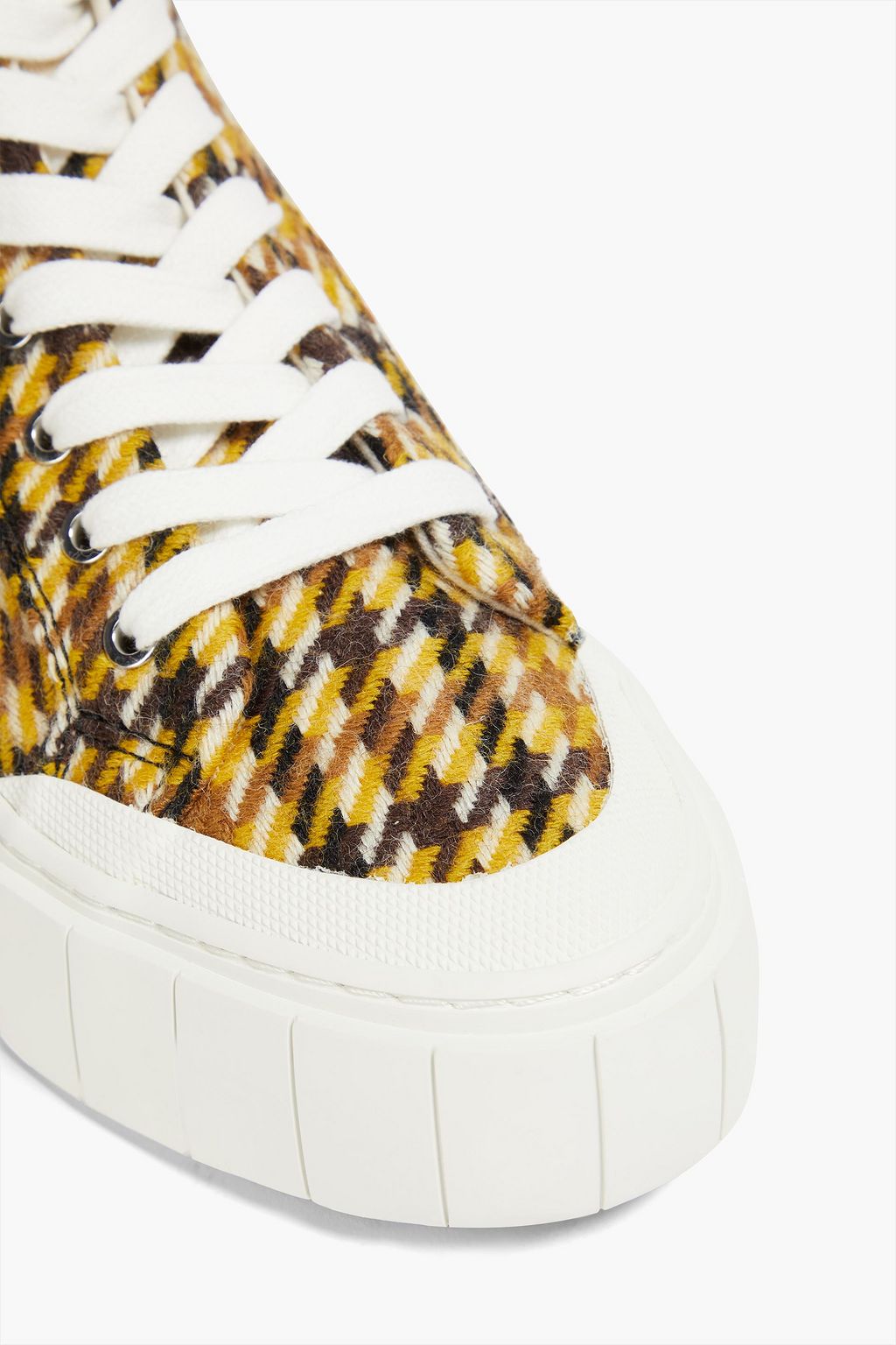GOOD NEWS Juice houndstooth tweed platform high-top sneakers