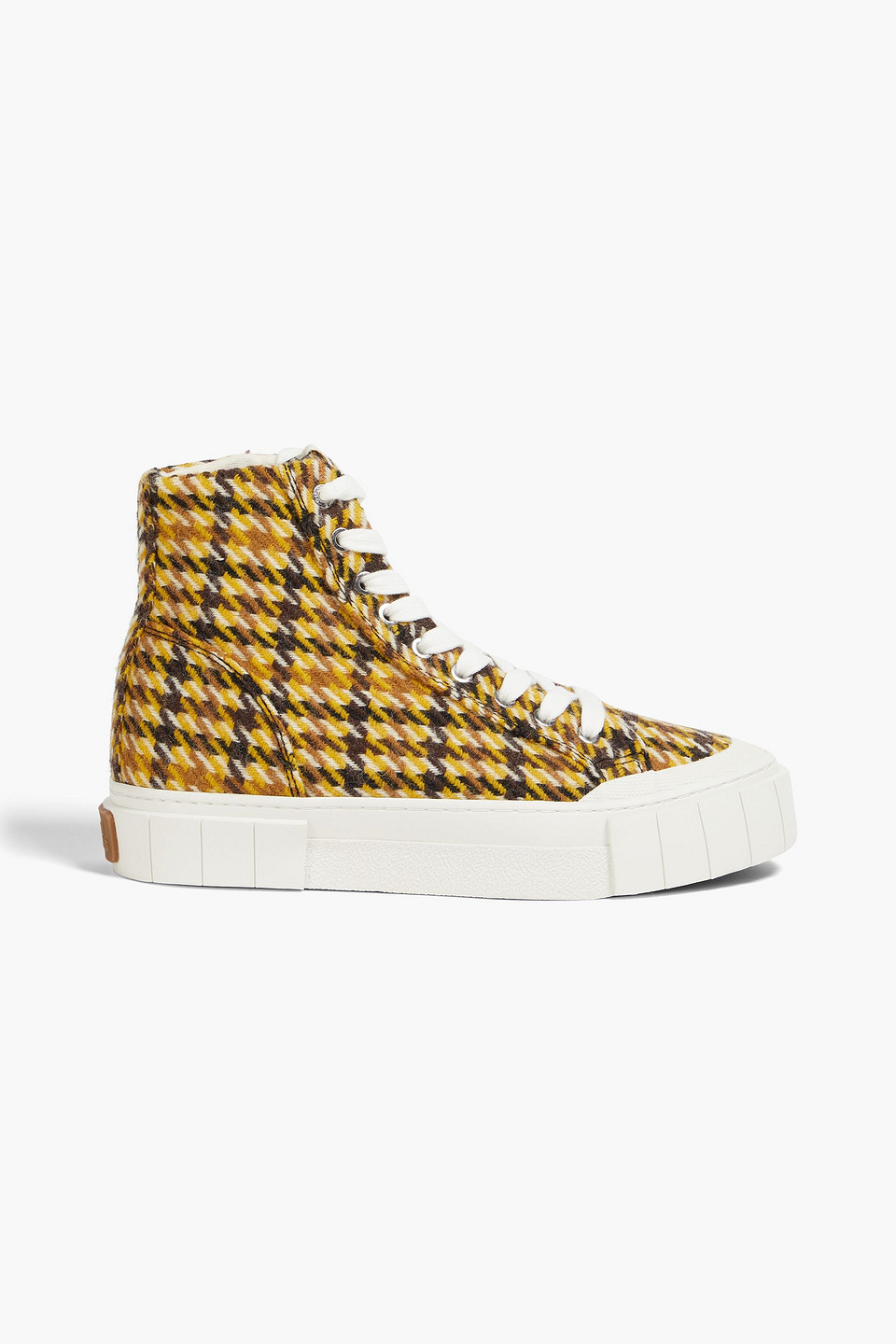 Good News Juice High Top Sneaker In Mustard Checkered