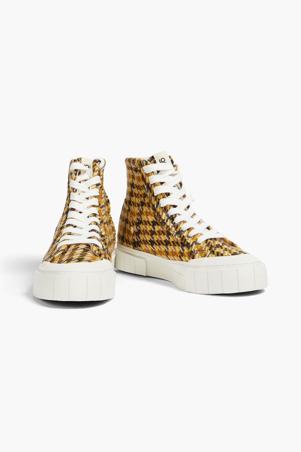 GOOD NEWS Juice houndstooth tweed platform high-top sneakers