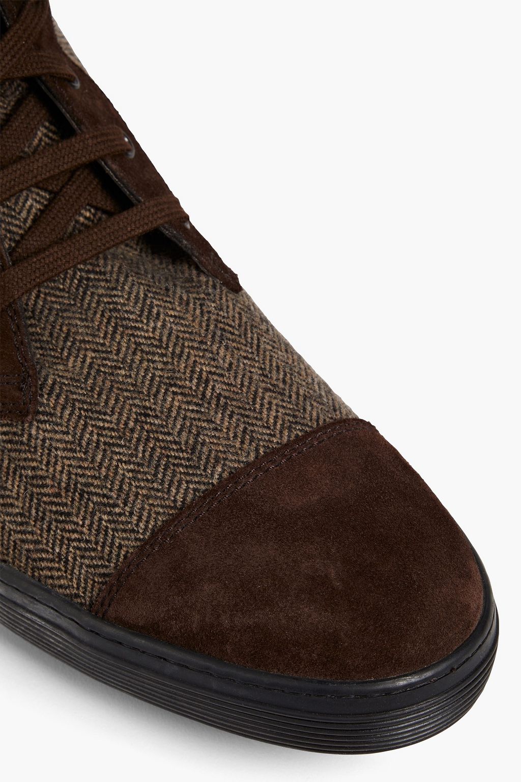 TOD'S Suede-trimmed tweed boots