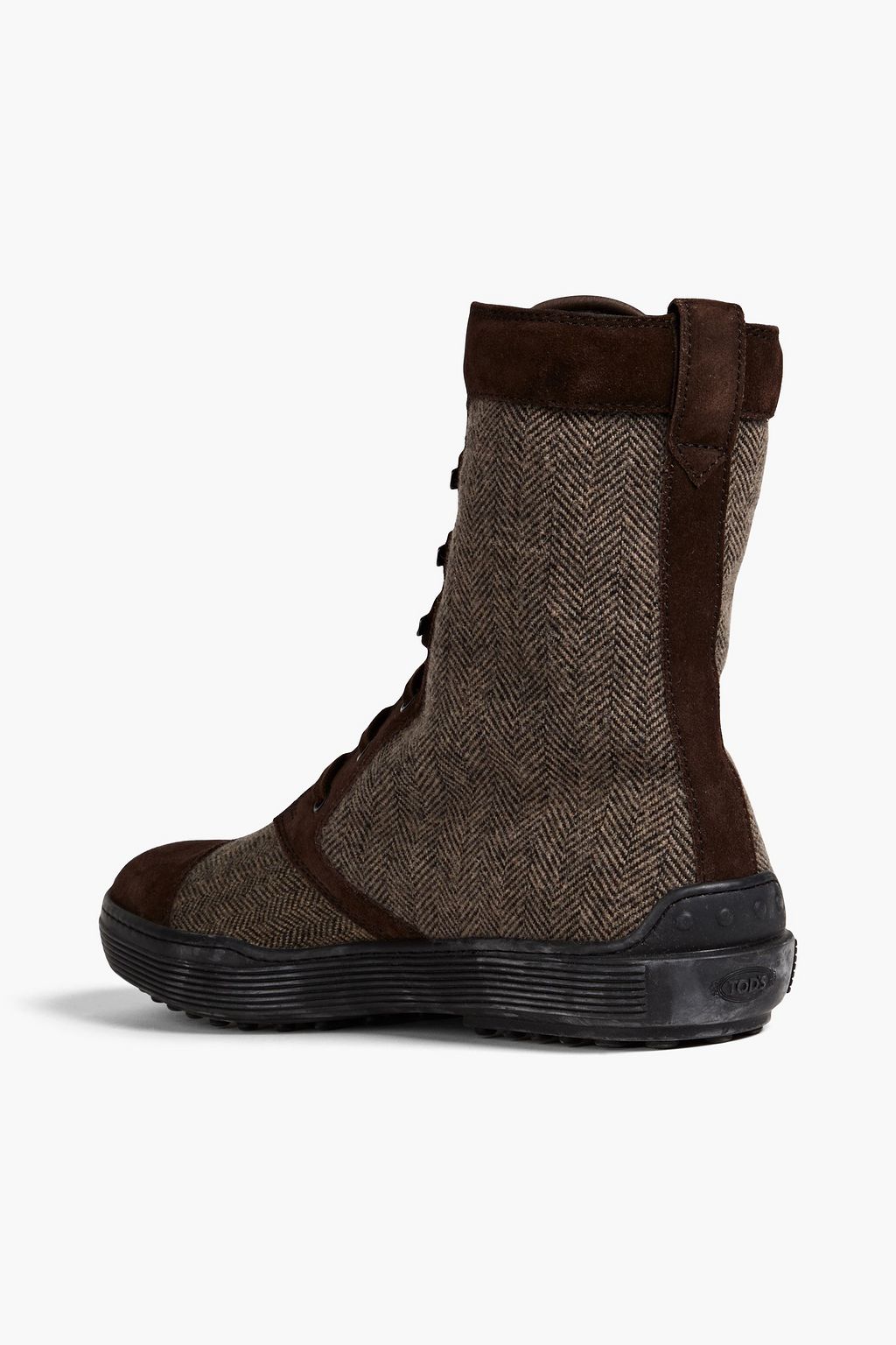 TOD'S Suede-trimmed tweed boots