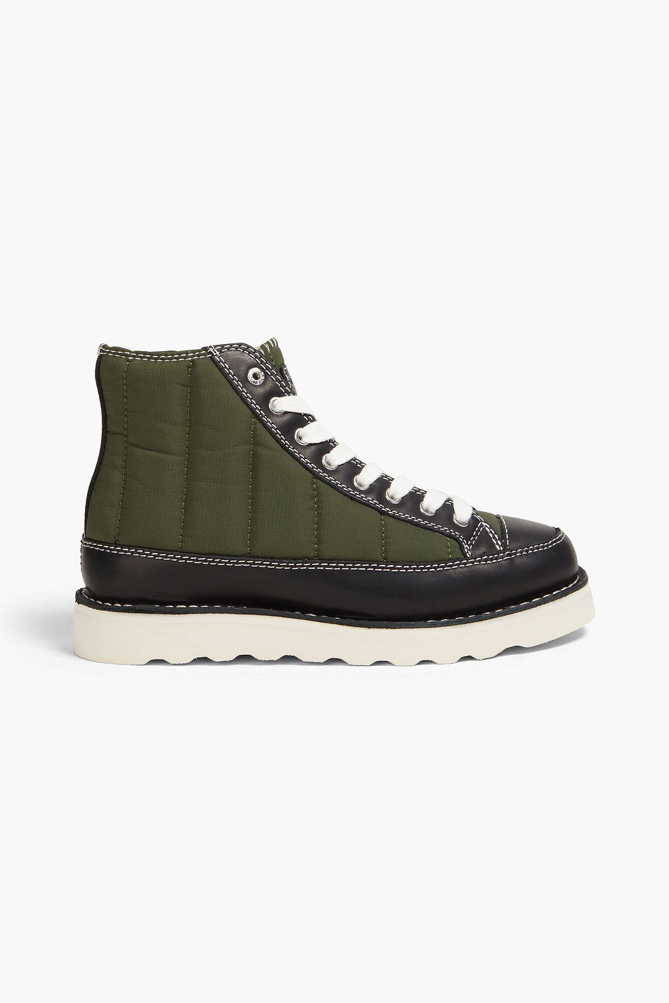 Good News Roopa Quilted Ripstop And Leather Ankle Boots In Army Green