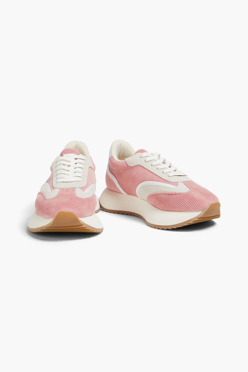 GOOD NEWS Kook suede-trimmed corduroy sneakers