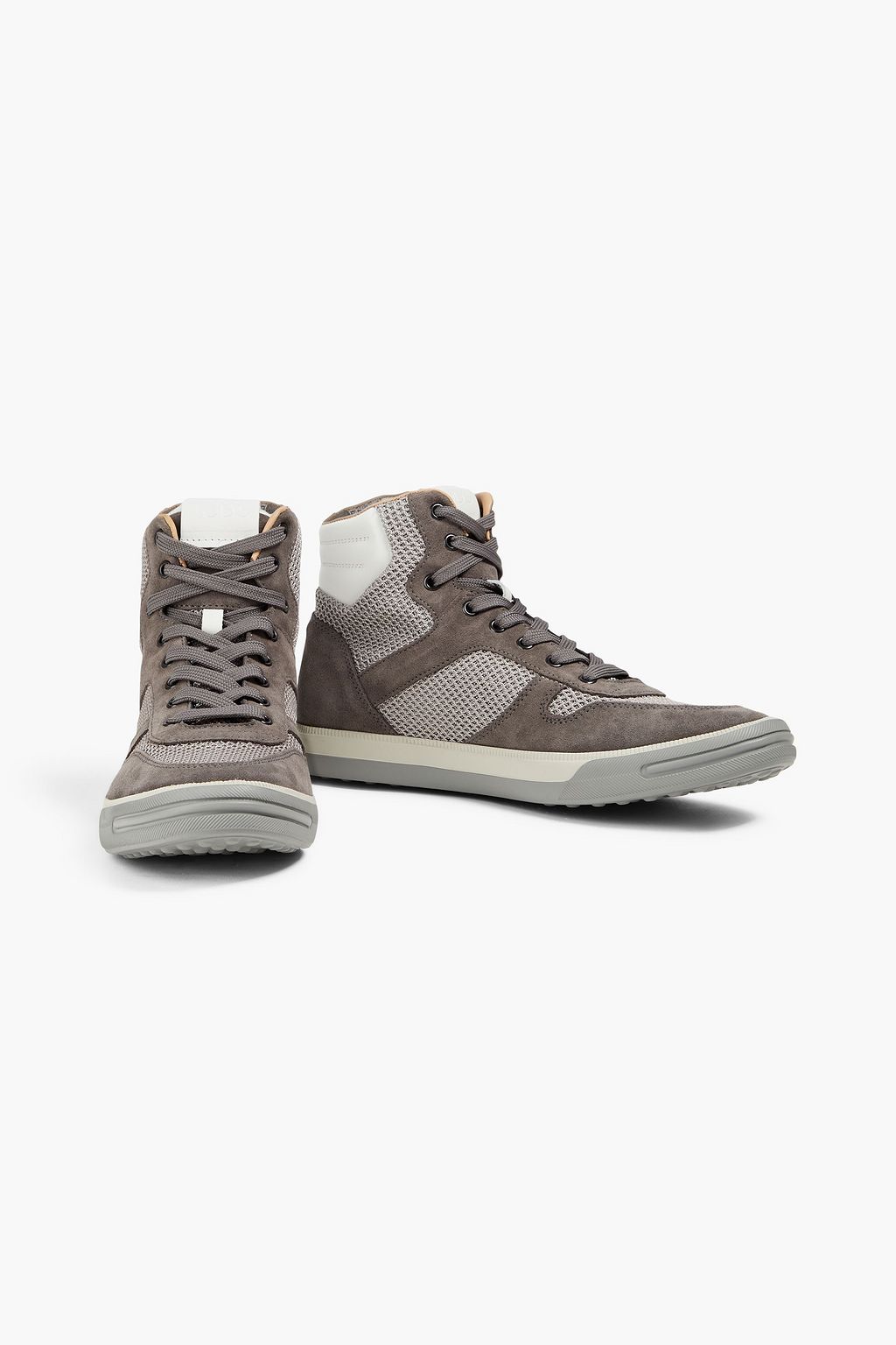 TOD'S Suede, leather and mesh high-top sneakers