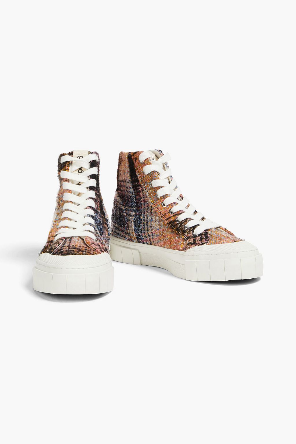 GOOD NEWS Juice checked tweed high-top sneakers