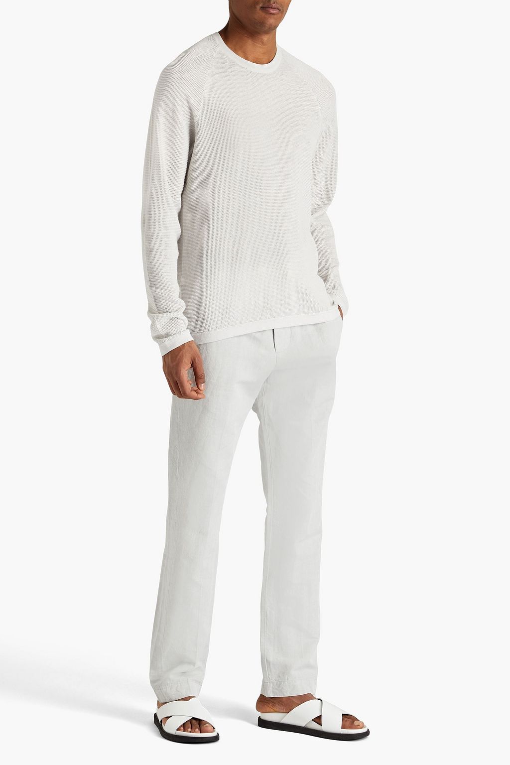 JAMES PERSE Waffle-knit cotton, cashmere and wool-blend sweater