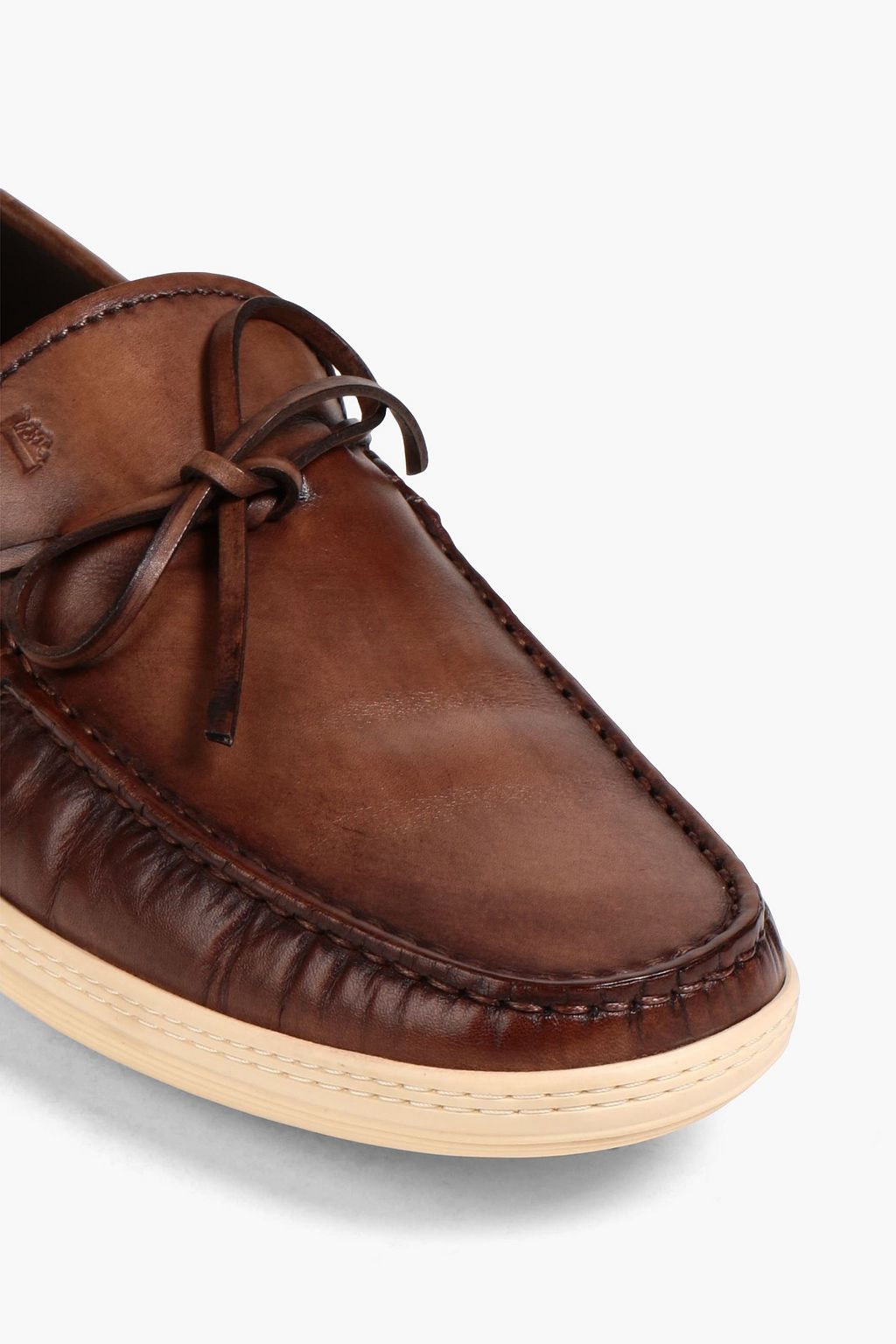 TOD'S Burnished leather boat shoes THE